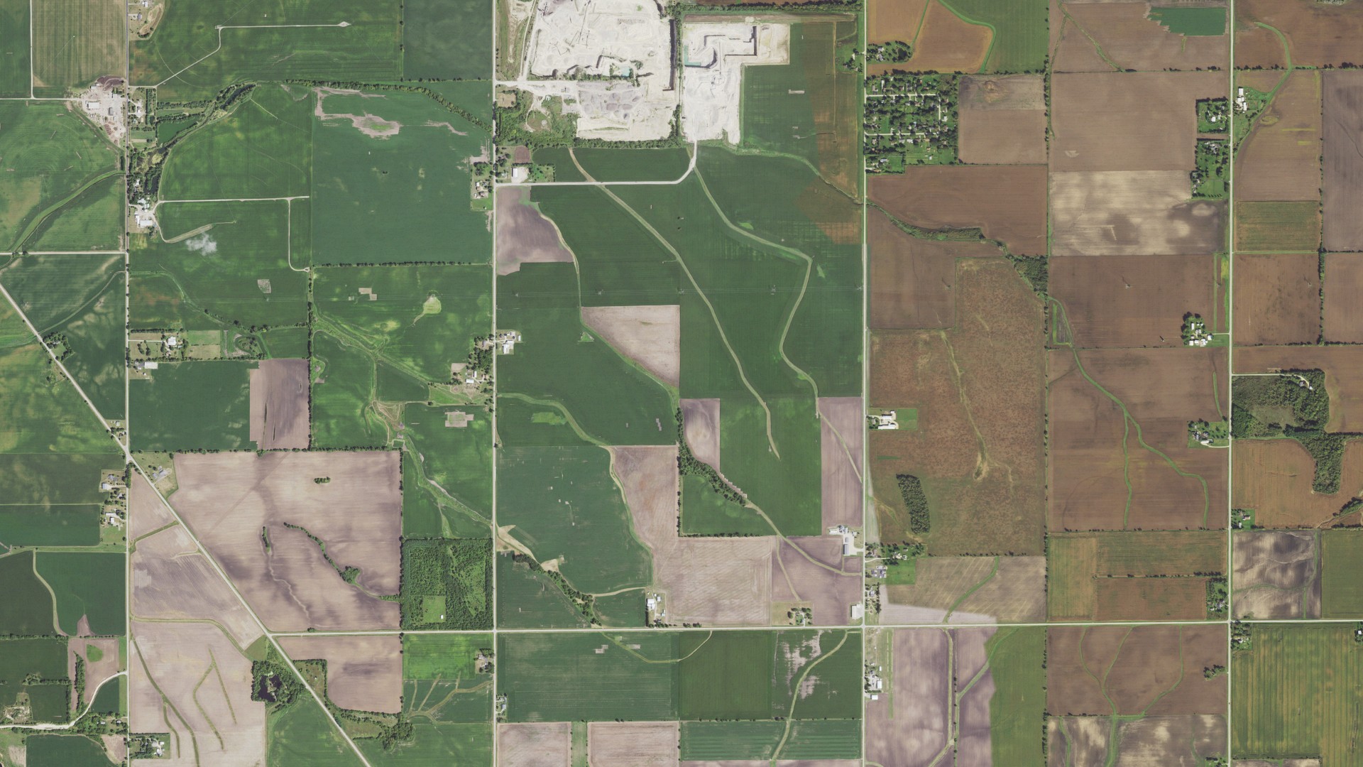 Aerial view of land around Flora, Illinois