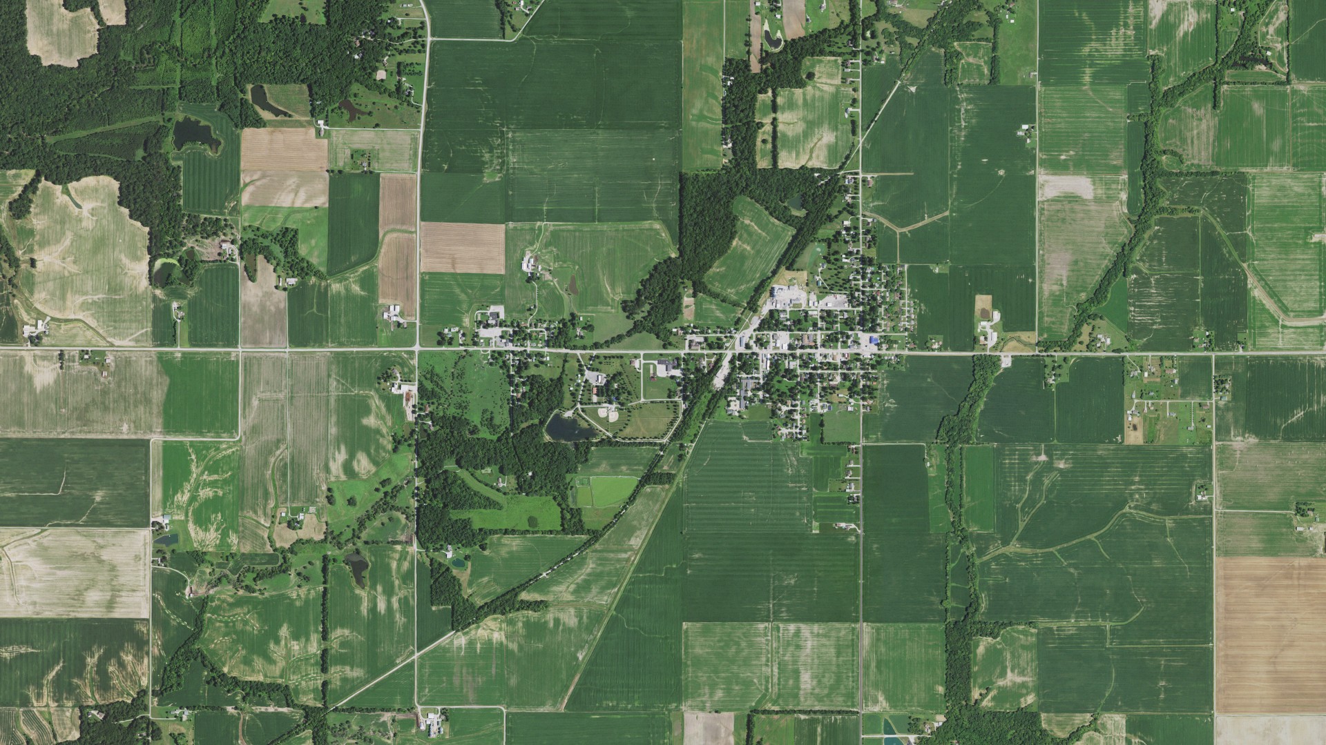 Aerial view of land around Alhambra, Illinois