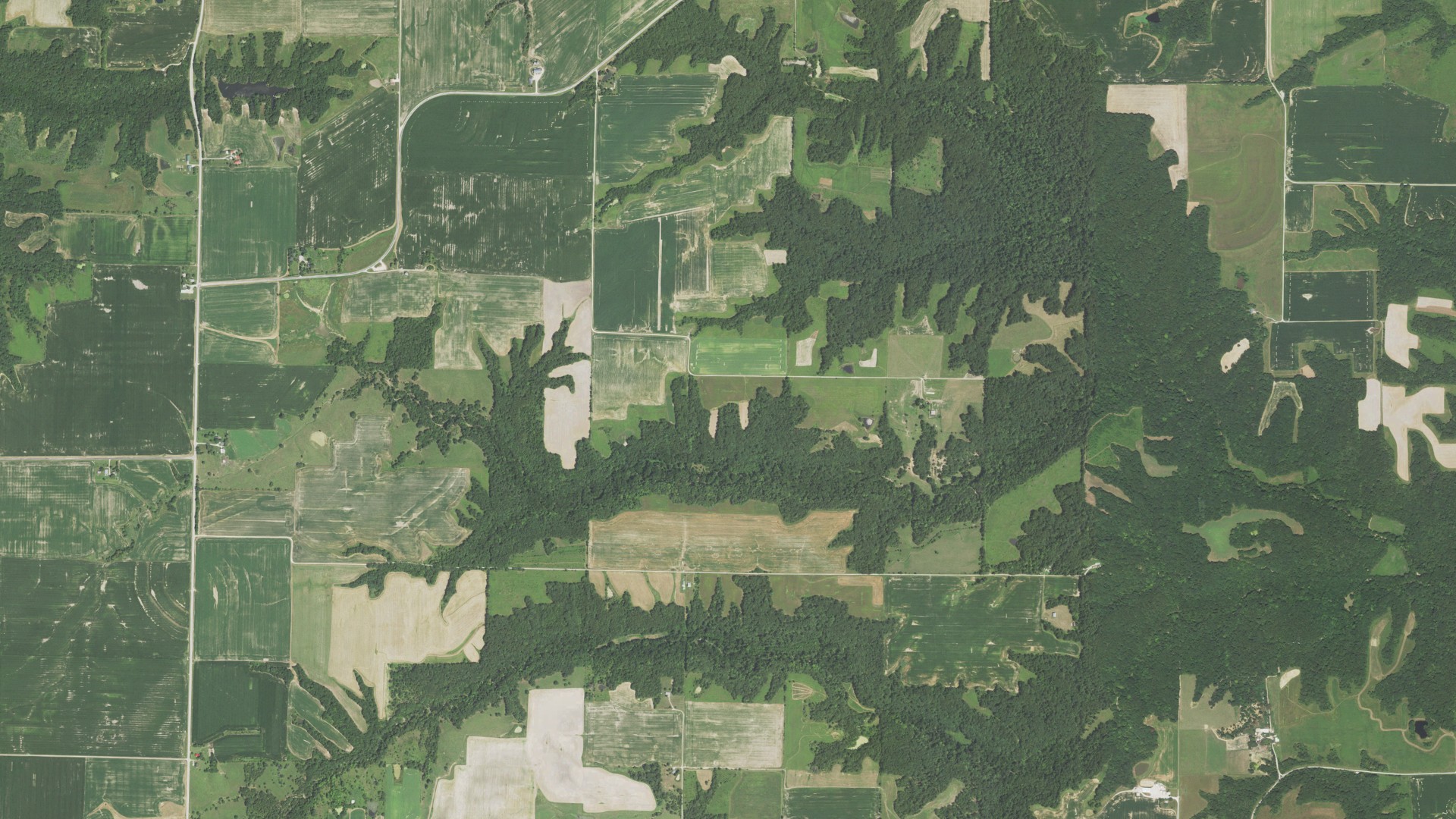 Aerial view of land around Missouri, Illinois