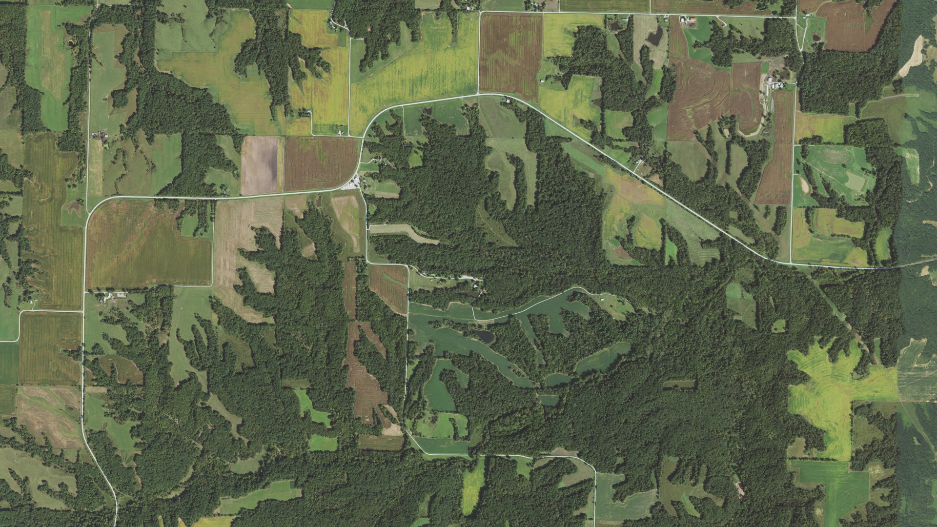 Natural-color aerial photograph of land around Pea Ridge, Illinois