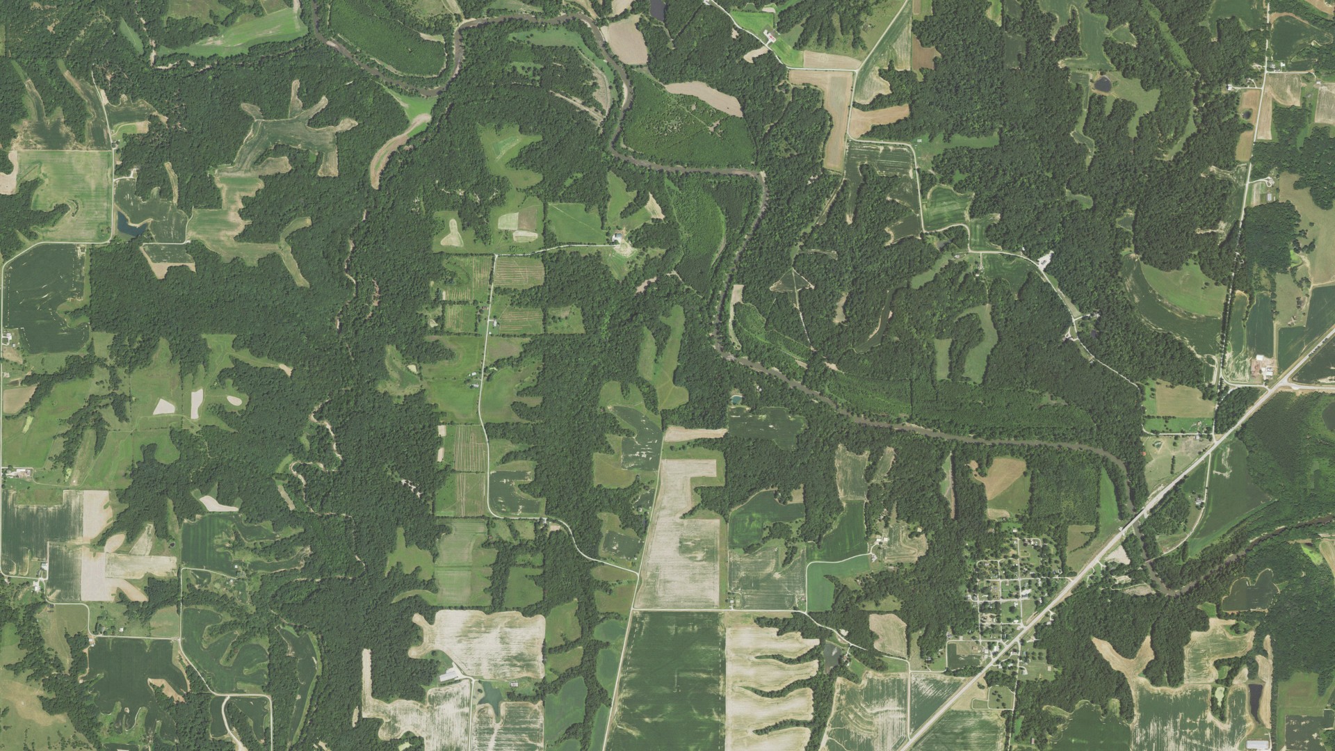 Aerial view of land around Ripley, Illinois