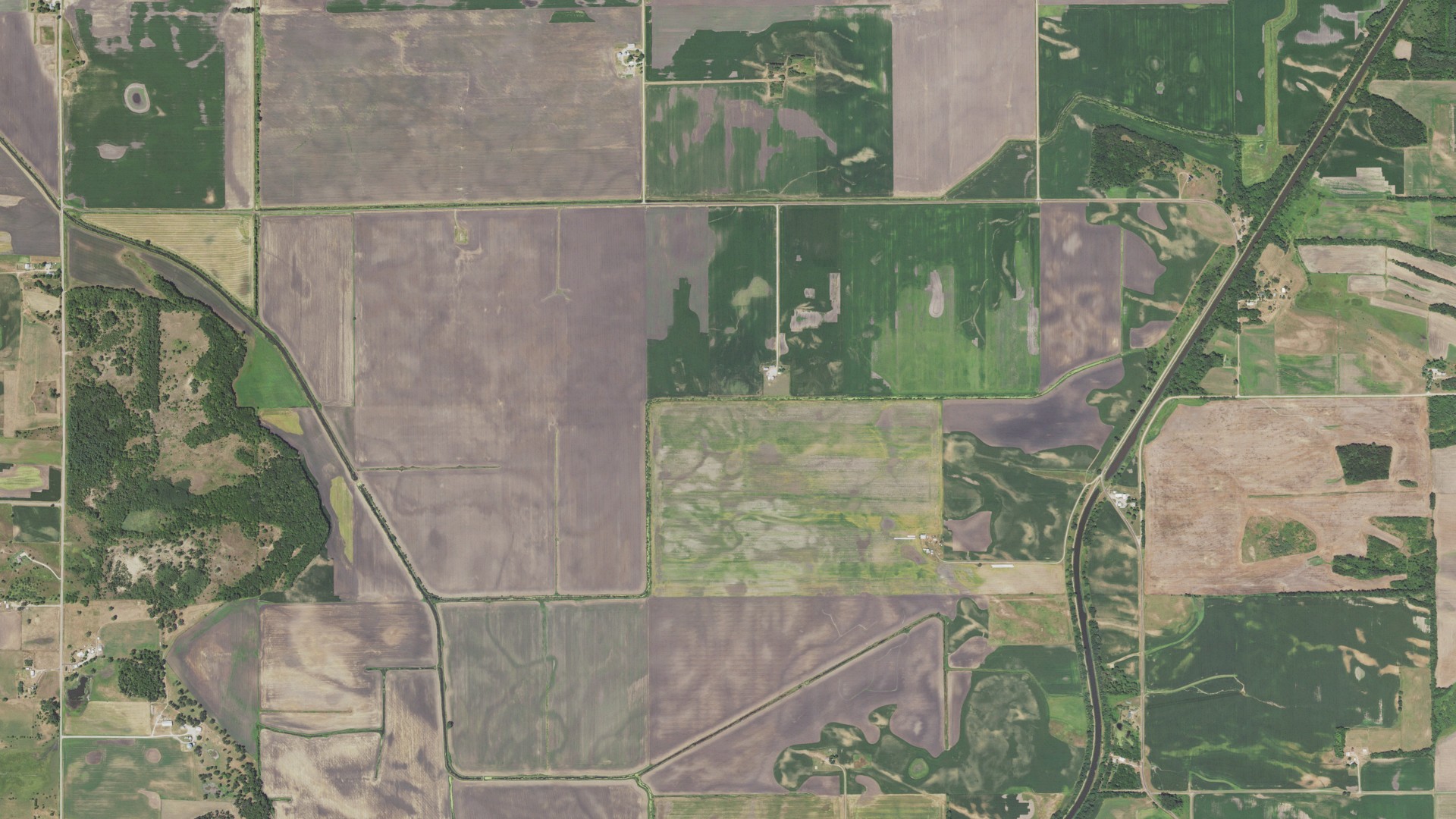Aerial view of land around Gold, Illinois