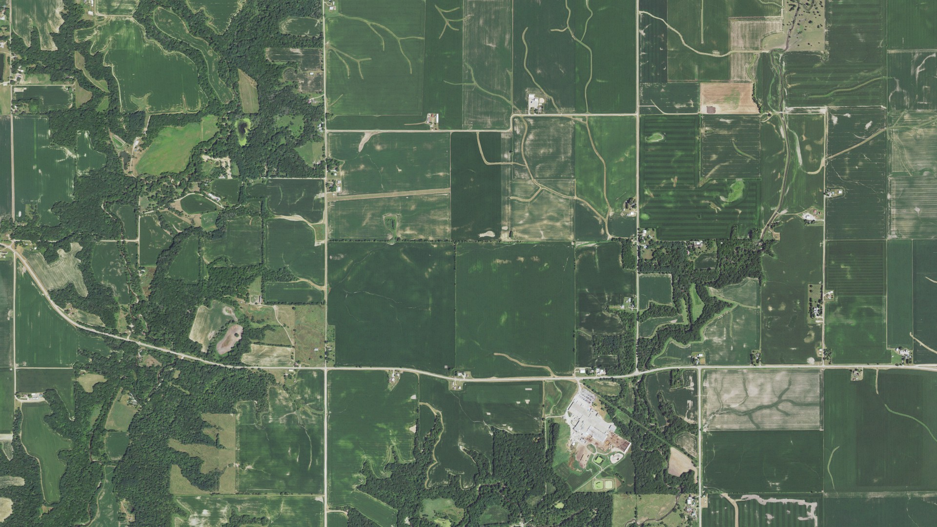 Aerial view of land around Selby, Illinois