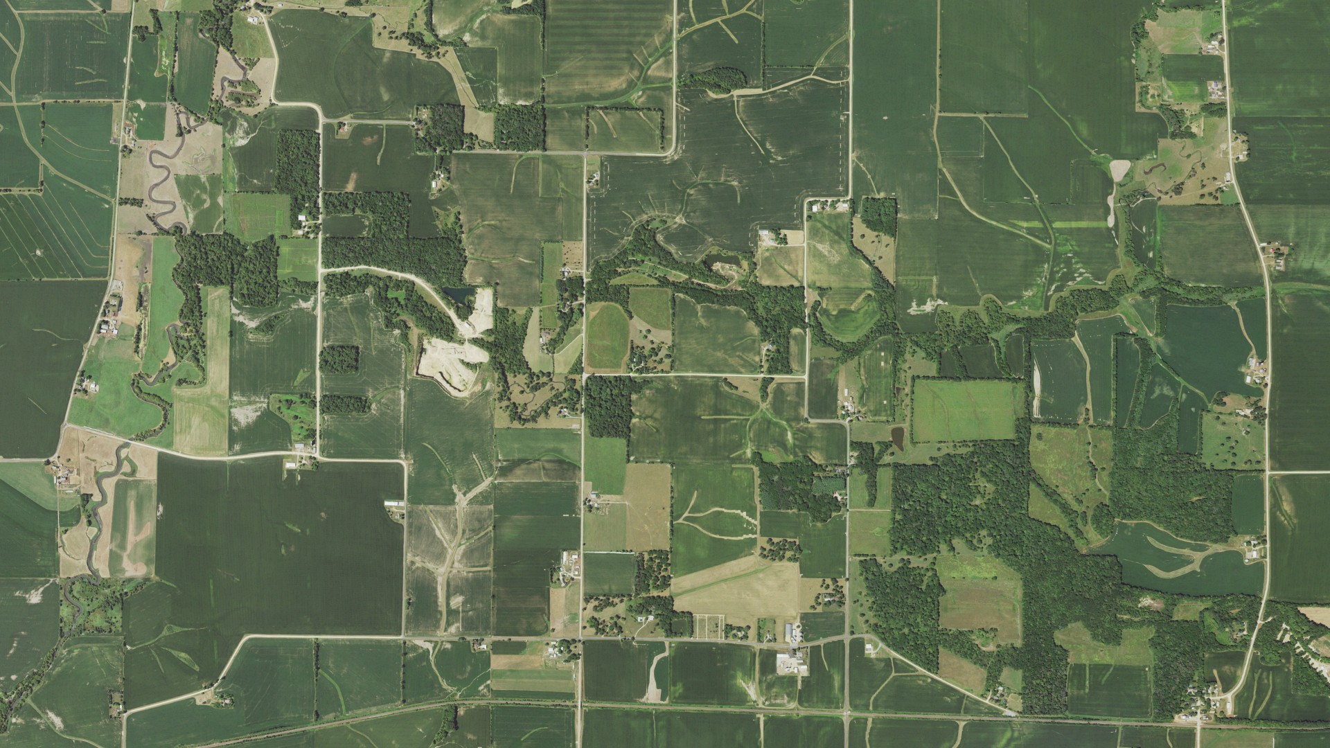 Aerial view of land around Elkhorn Grove, Illinois