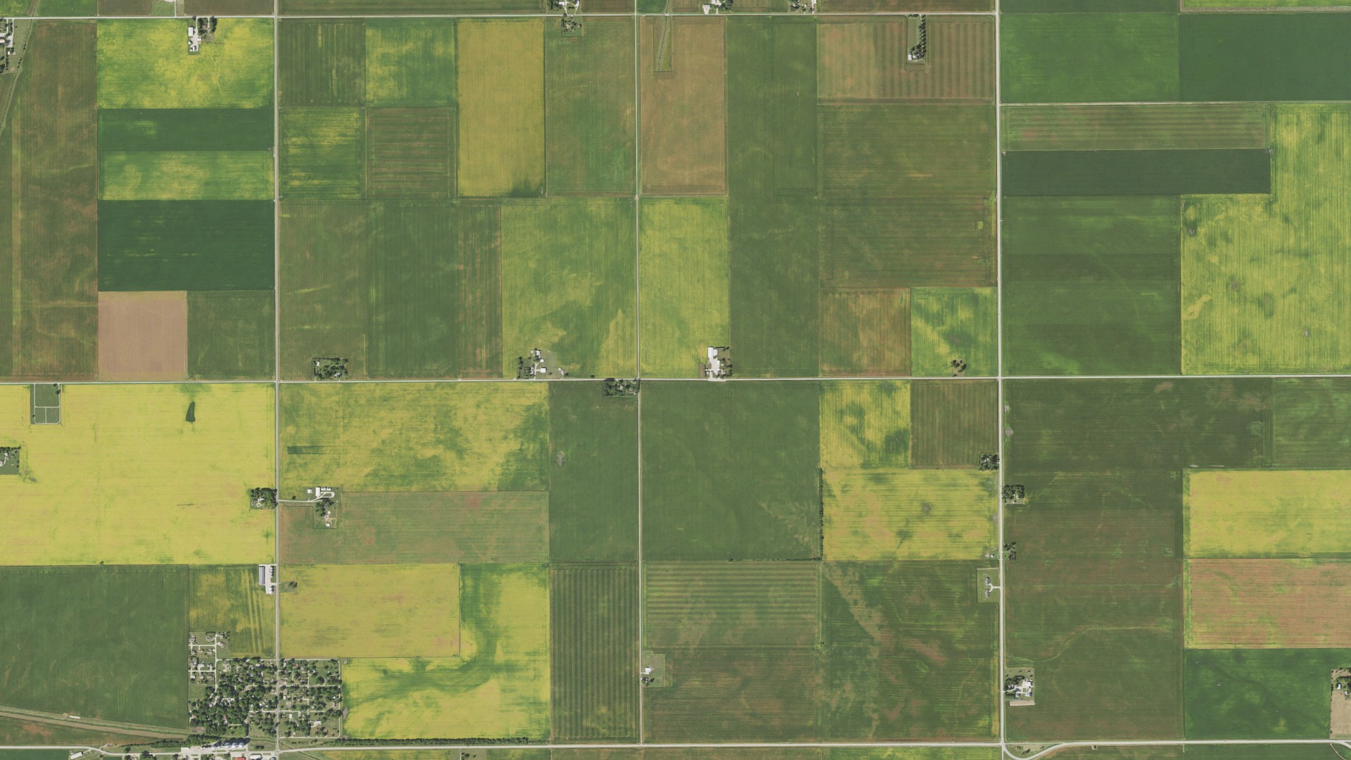 Aerial view of land around Ayers, Illinois