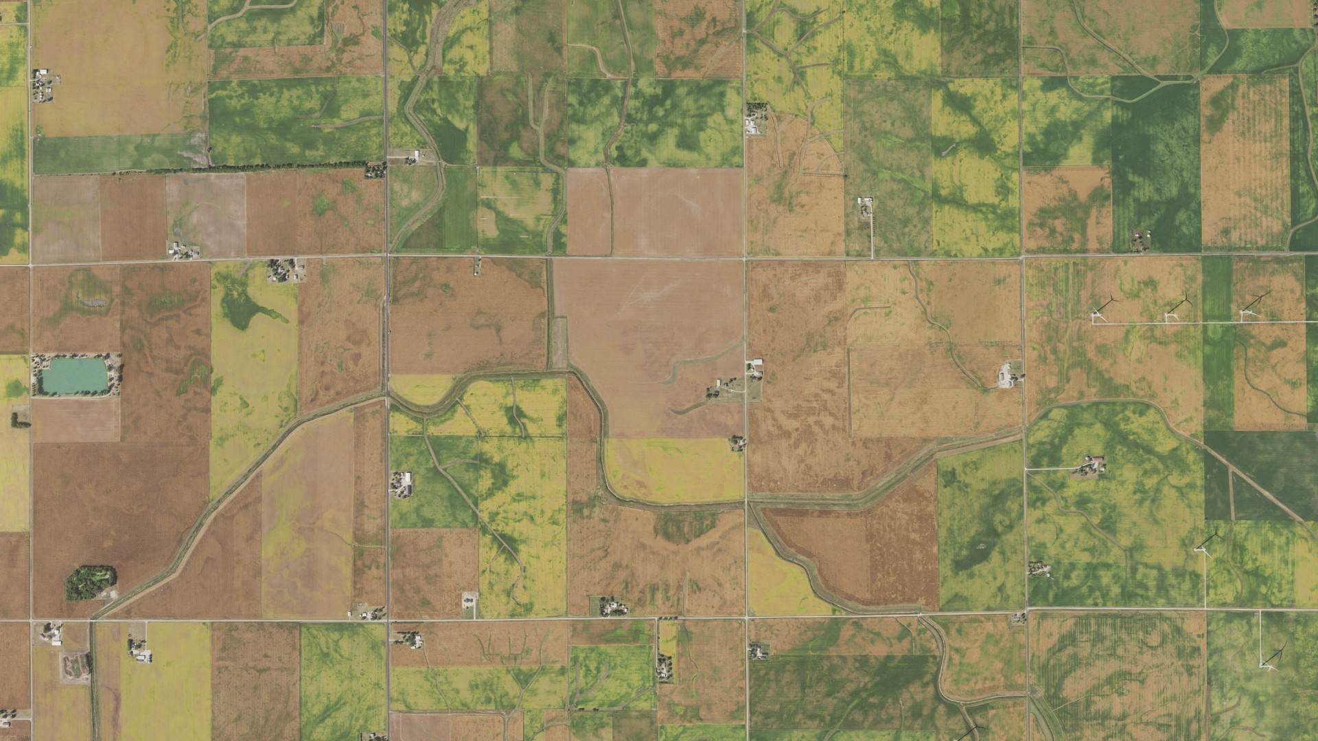 Aerial view of land around Compromise, Illinois