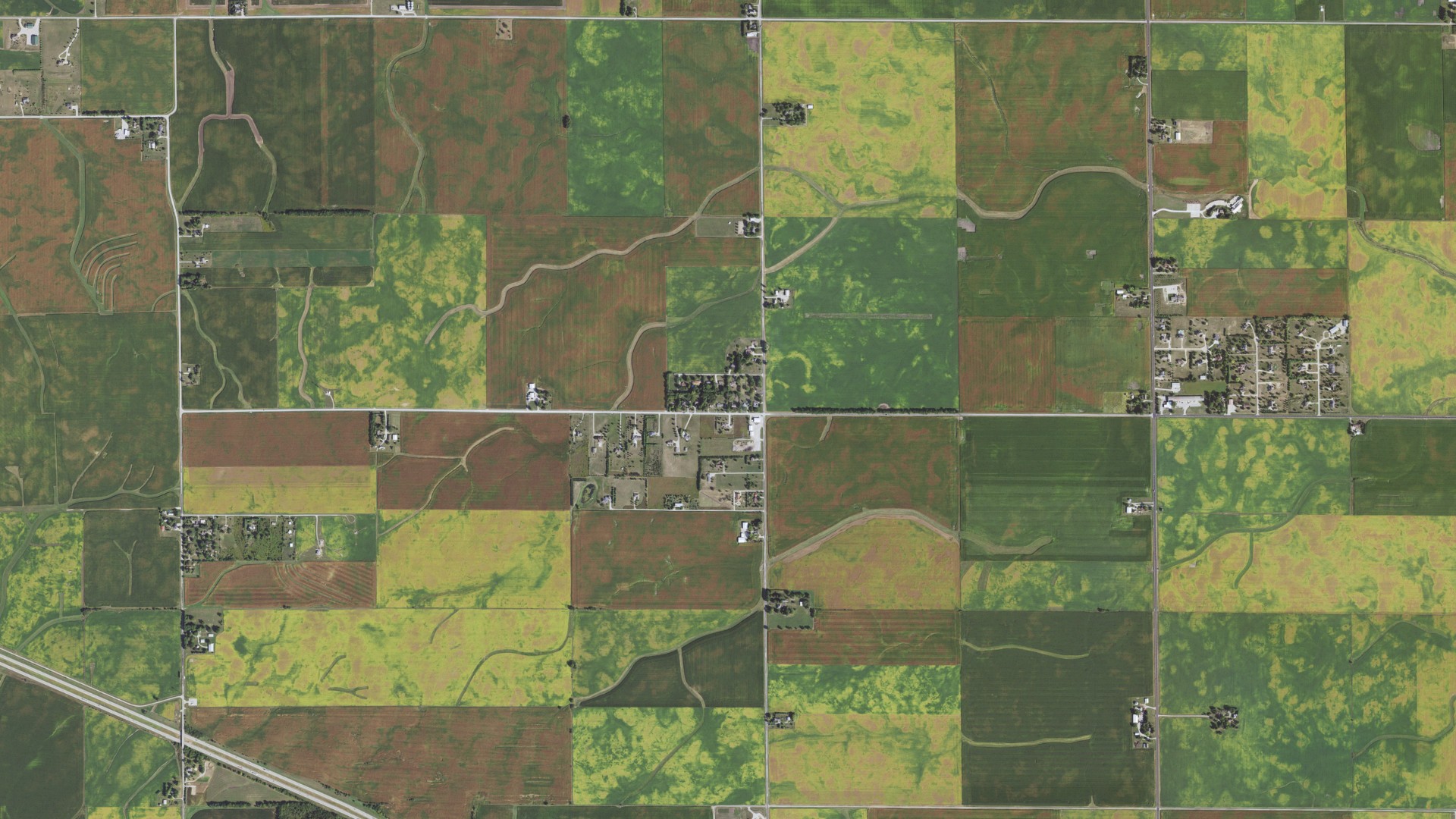 Aerial view of land around Hensley, Illinois