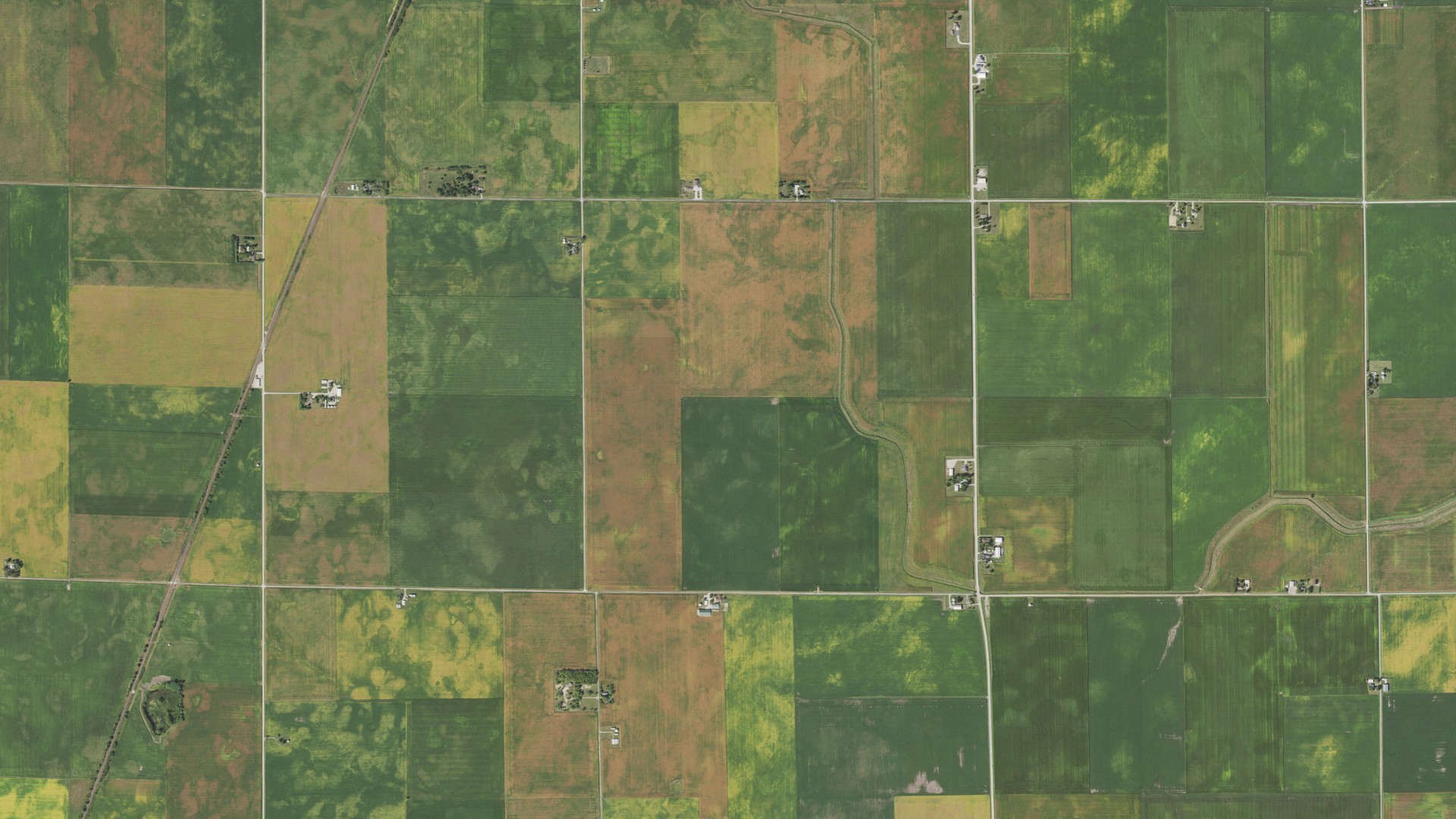 Aerial view of land around Ogden, Illinois