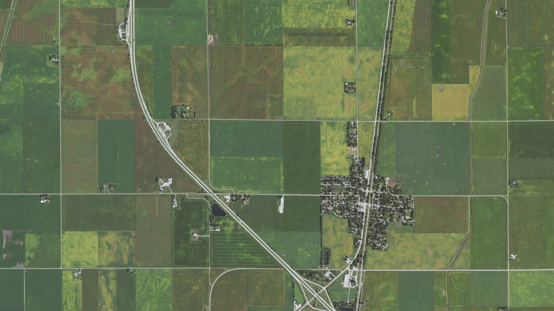 Aerial view of land around Pesotum, Illinois