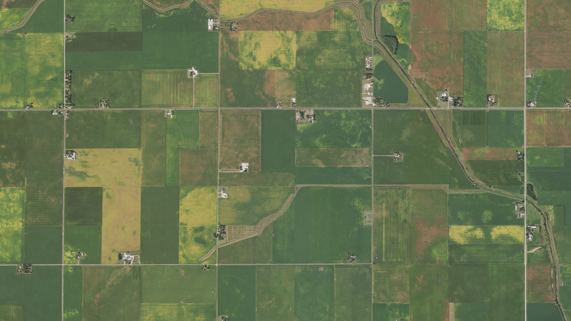 Aerial view of land around Stanton, Illinois