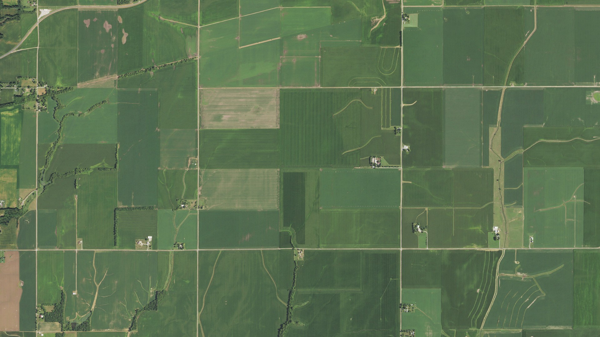Aerial view of land around Mount Auburn, Illinois