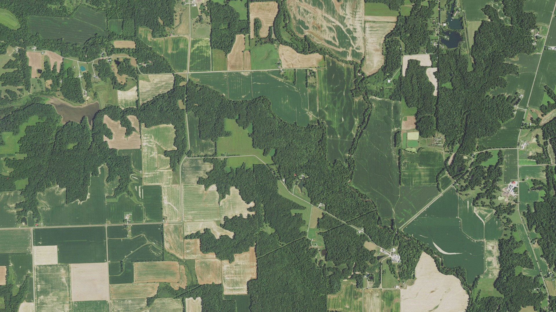 Aerial view of land around Anderson, Illinois
