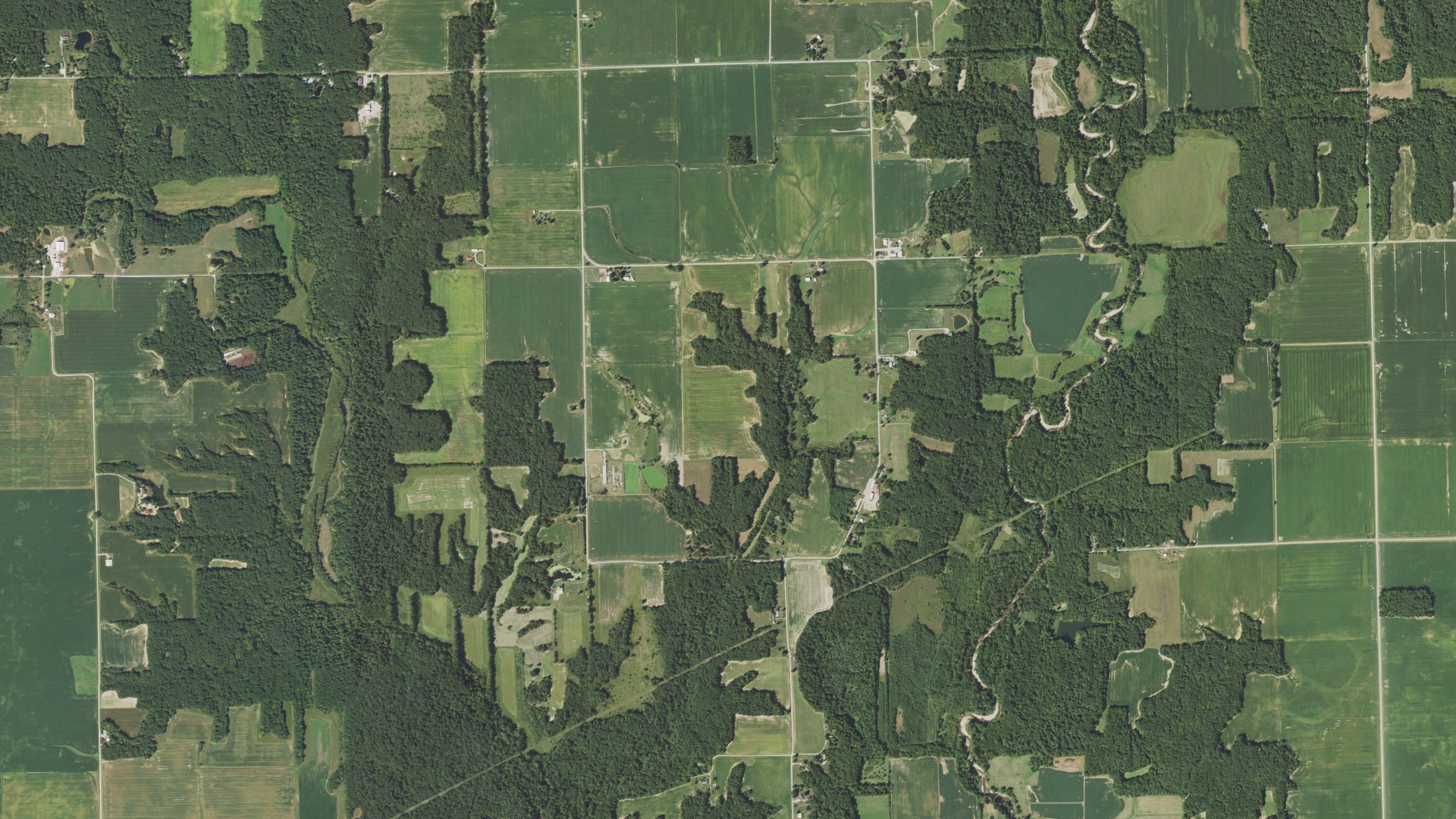 Aerial view of land around Johnson, Illinois