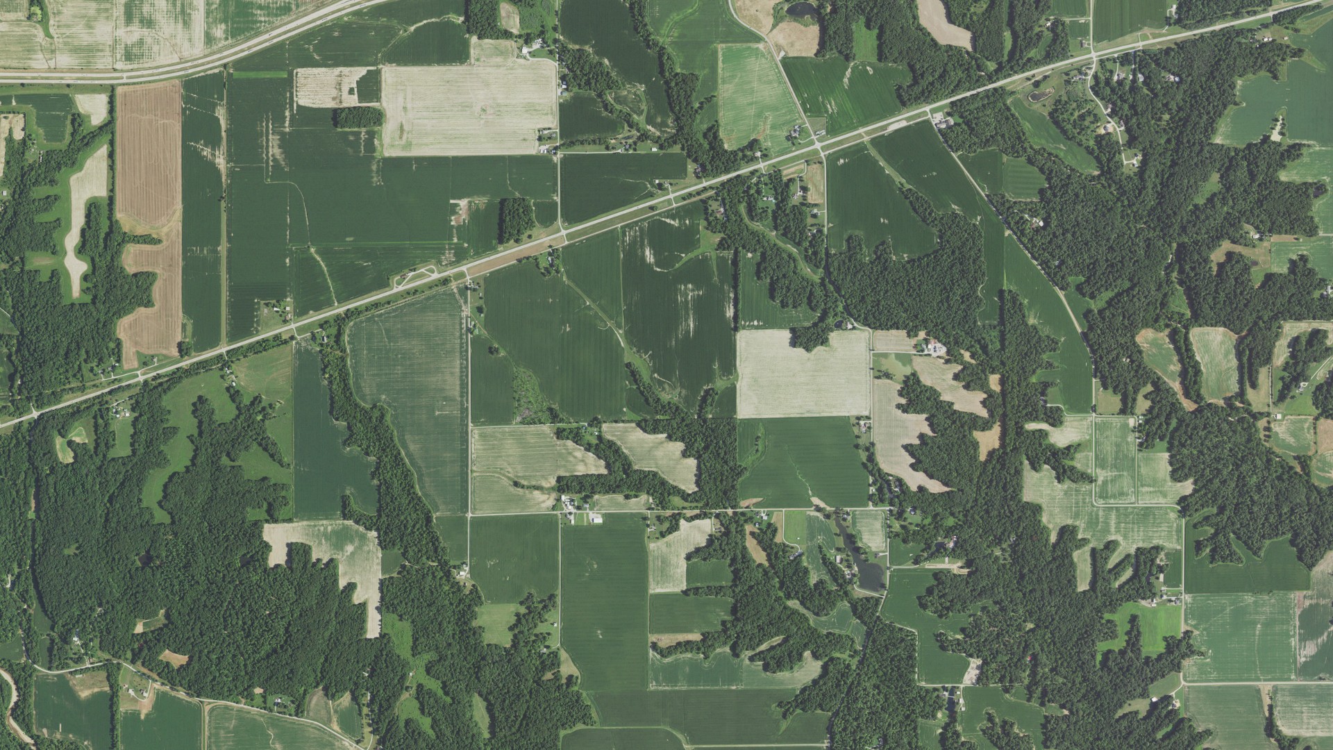 Aerial view of land around Wabash, Illinois