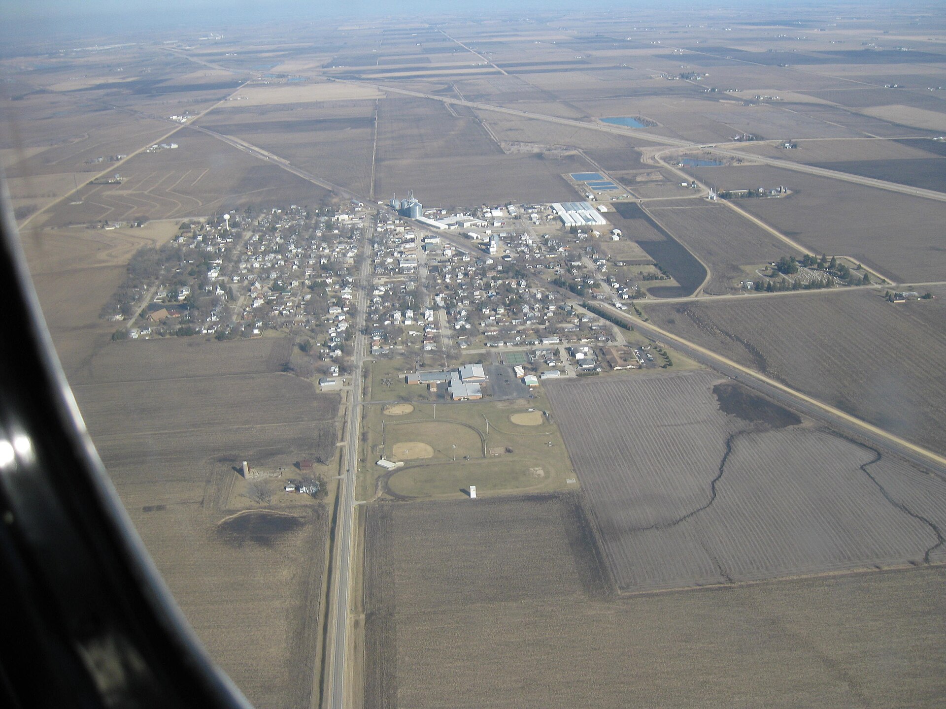 This is an aerial view of Ashton, IL, USA. It was taken from a small aircraft in spring of 2009. — Illinois
