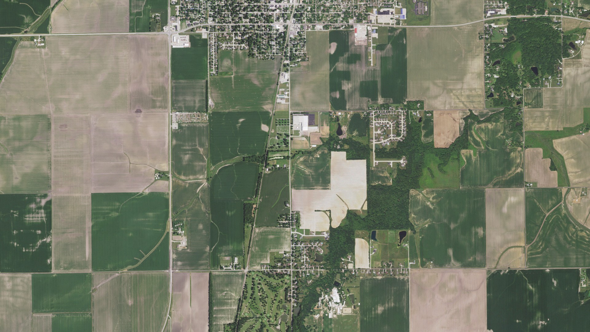 Natural-color aerial photograph of land around Auburn, Illinois