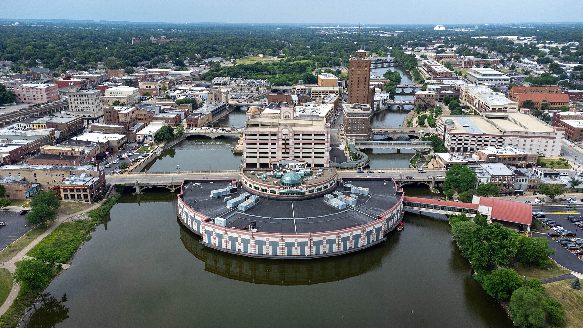 The Aurora, Illinois skyline.