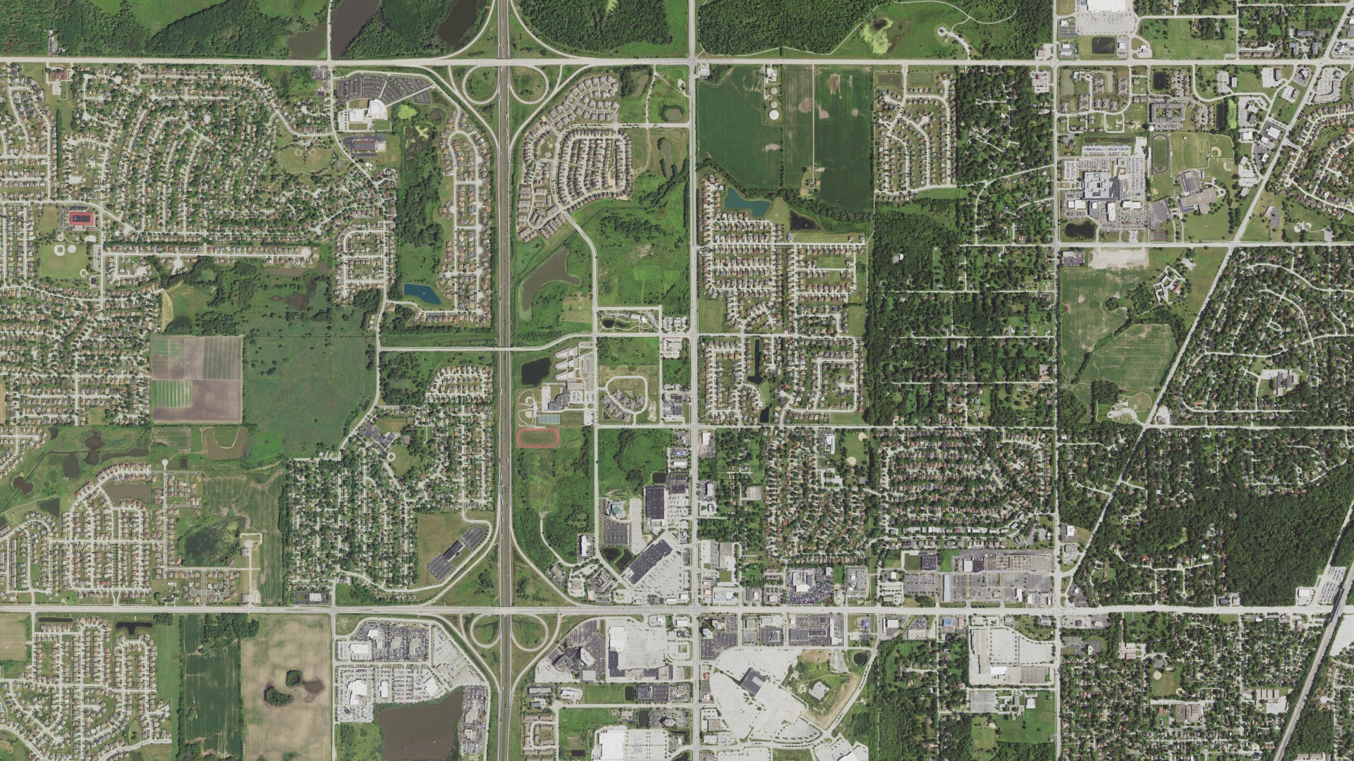 Aerial view of land around Rich, Illinois