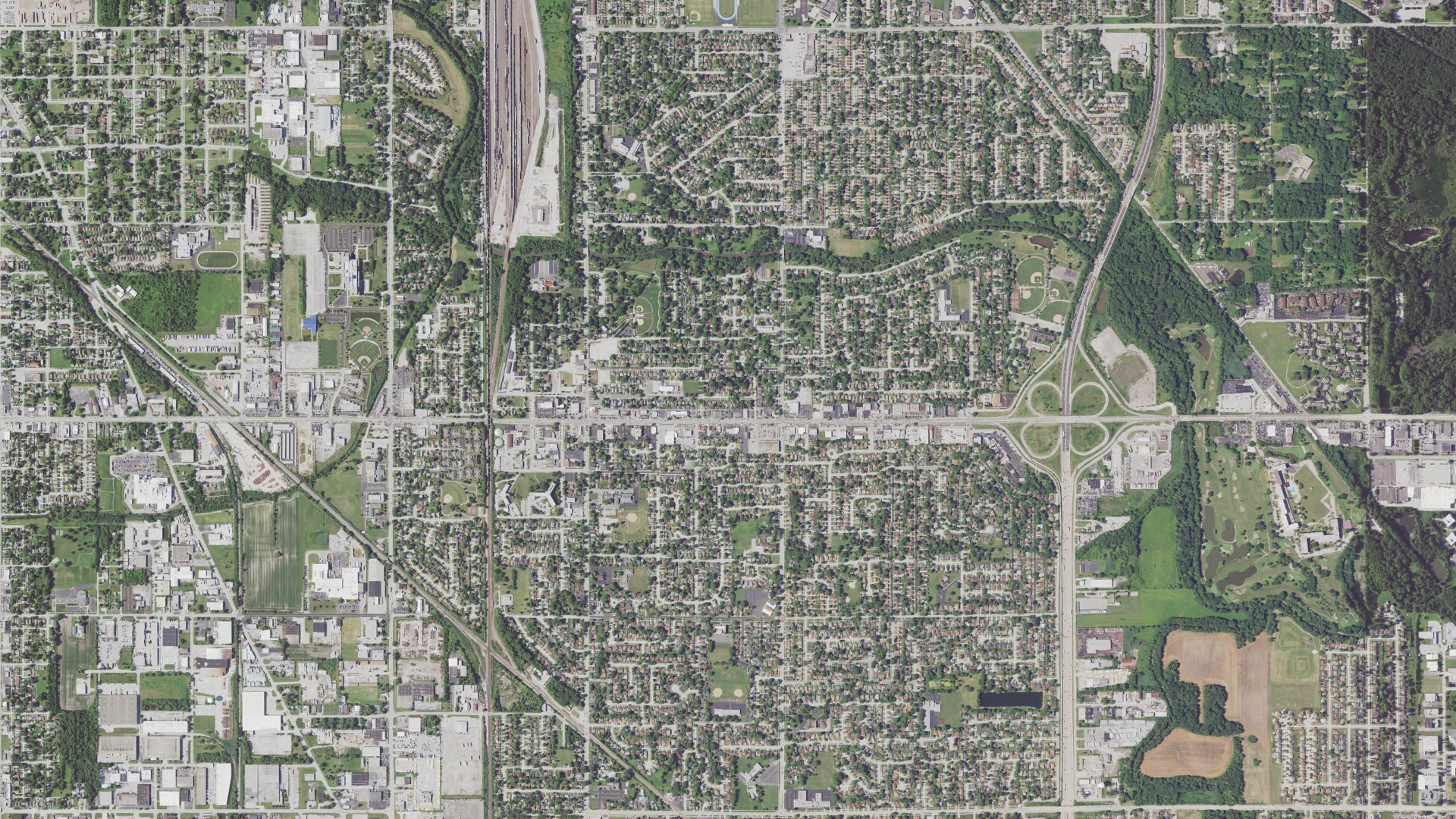 Aerial view of land around Thornton, Illinois