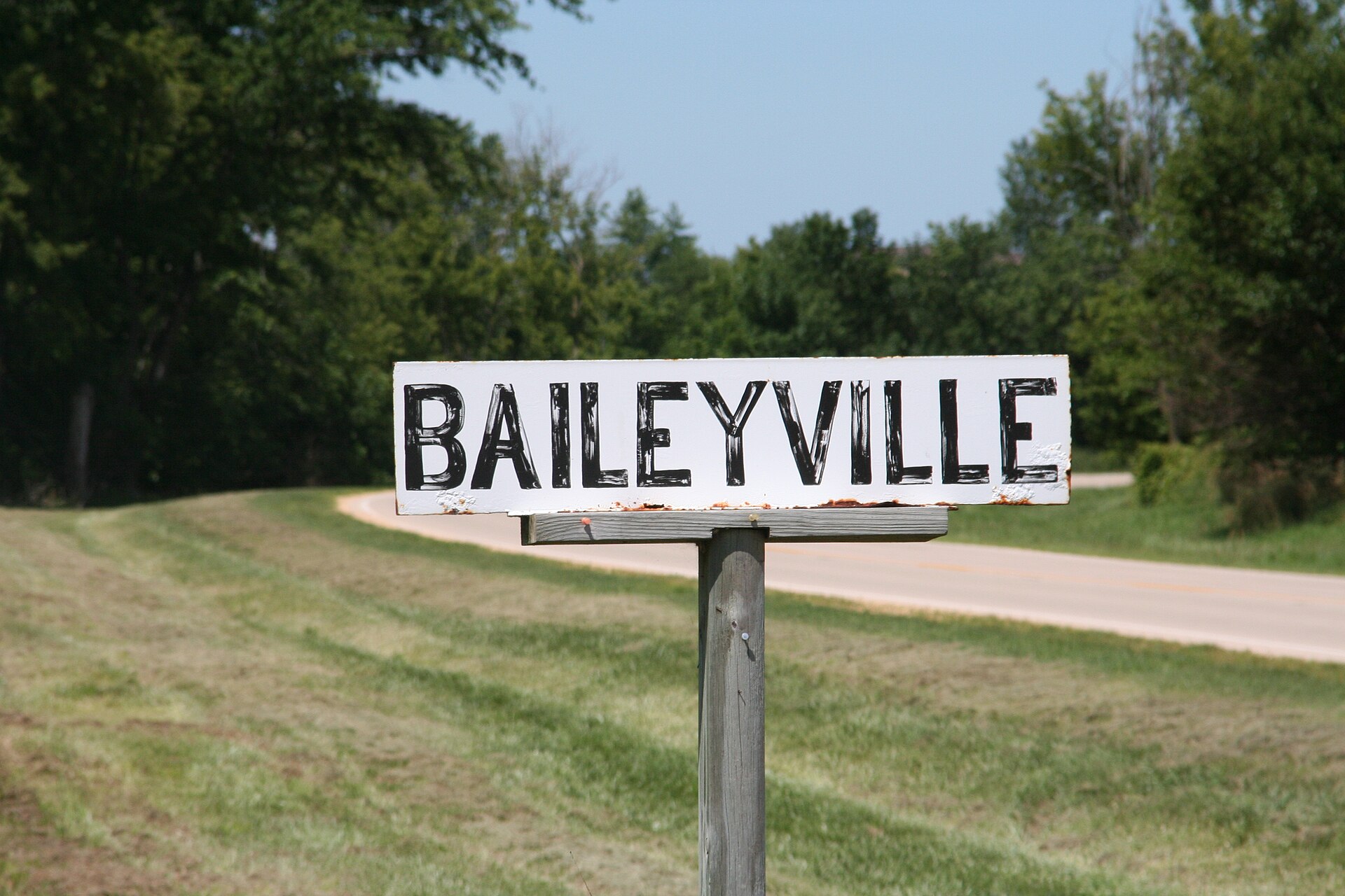 Sign showing you have entered Baileyville, Illinois, USA.
