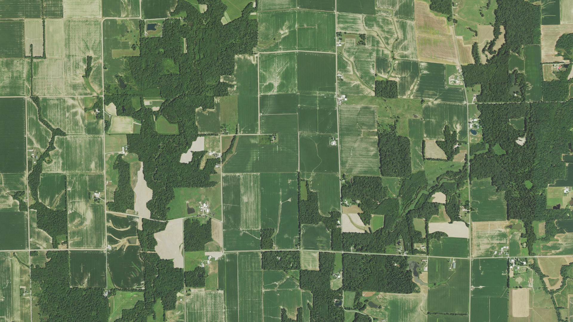 Aerial view of land around Licking, Illinois