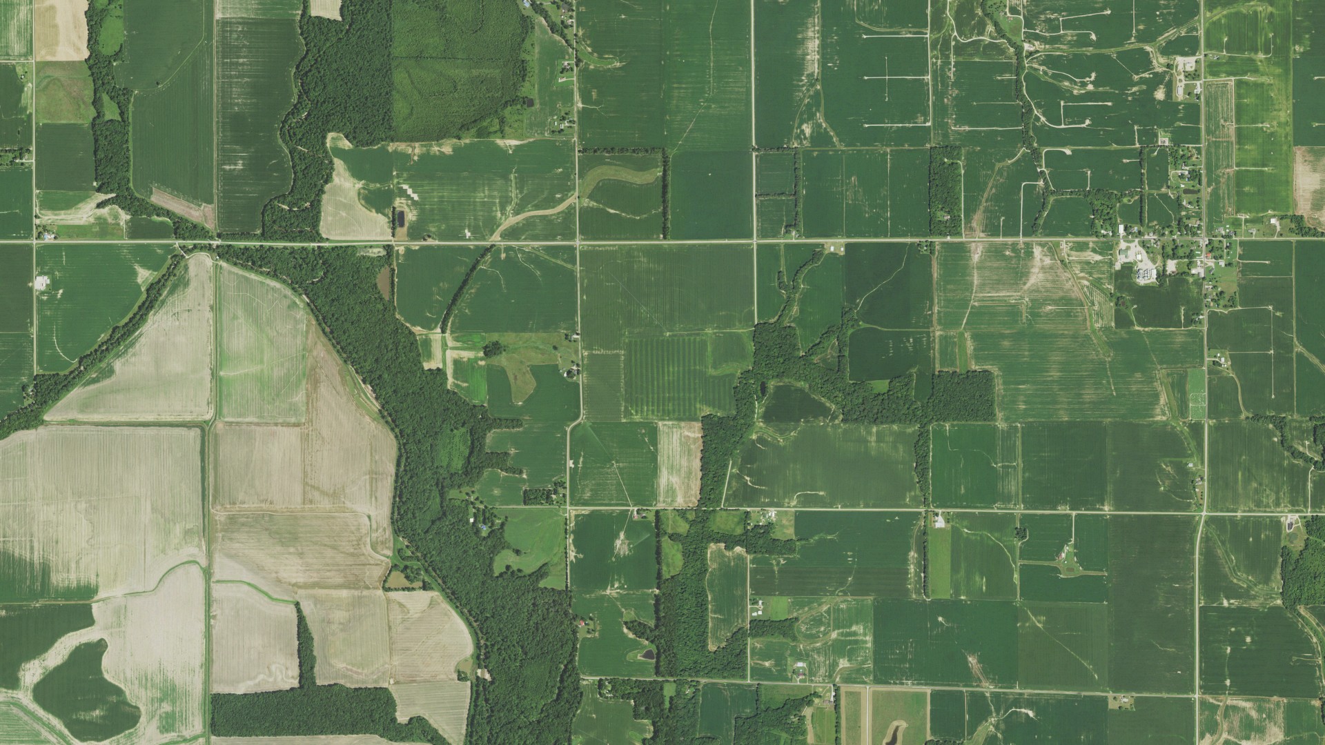 Aerial view of land around Martin, Illinois