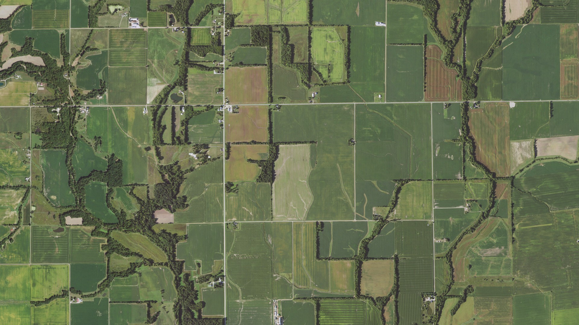 Natural-color aerial photograph of land around Cottonwood, Illinois