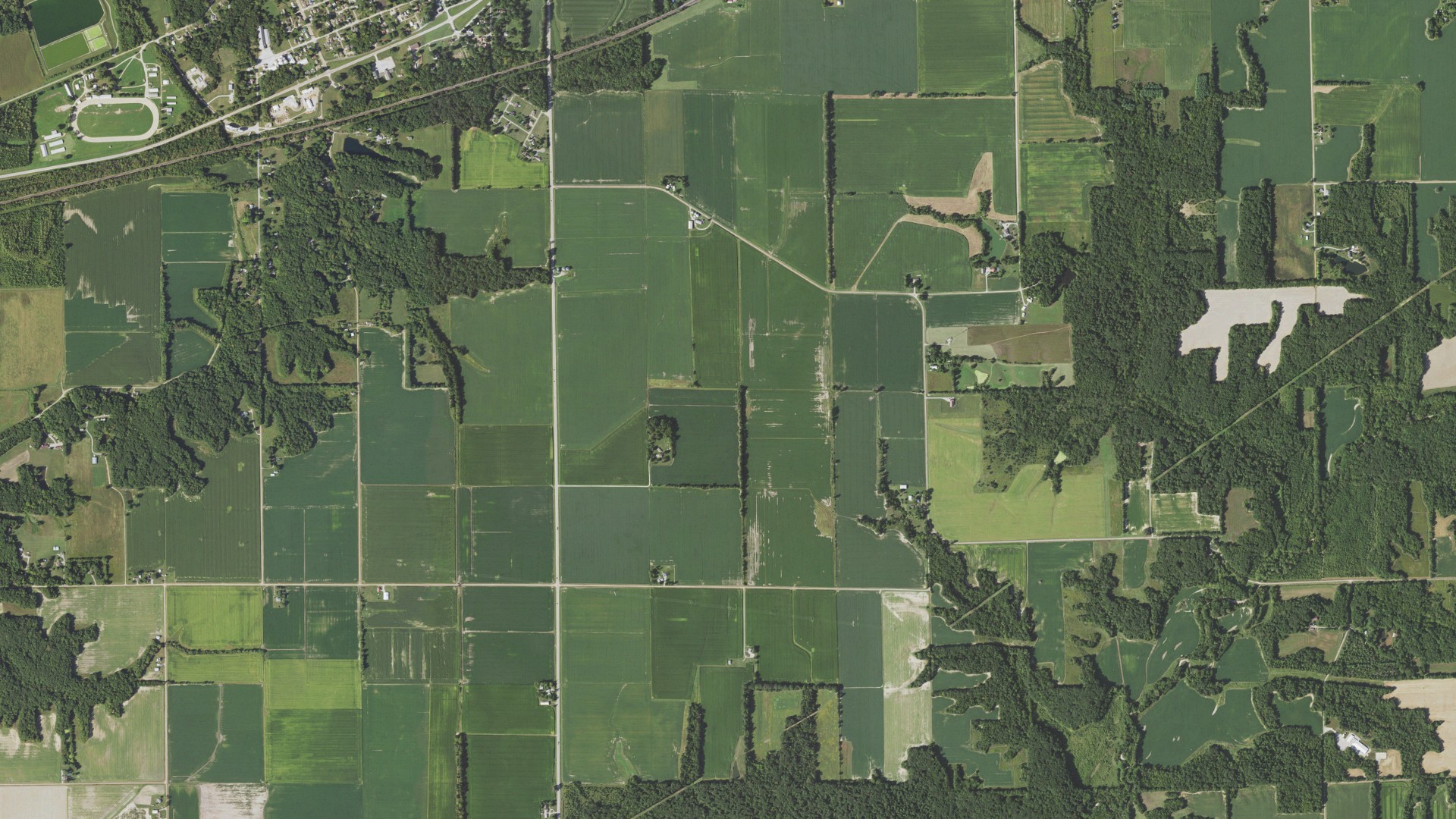 Aerial view of land around Greenup, Illinois