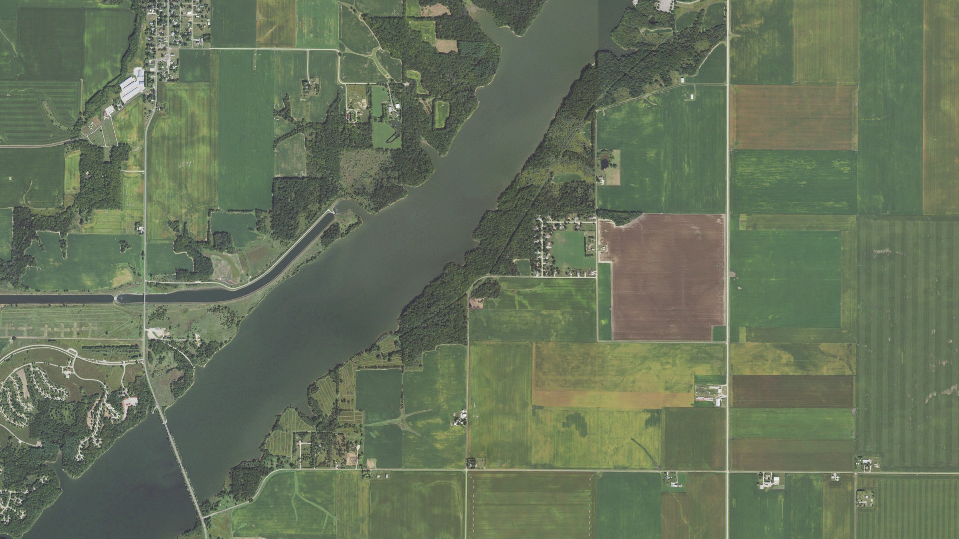 Aerial view of land around De Witt, Illinois