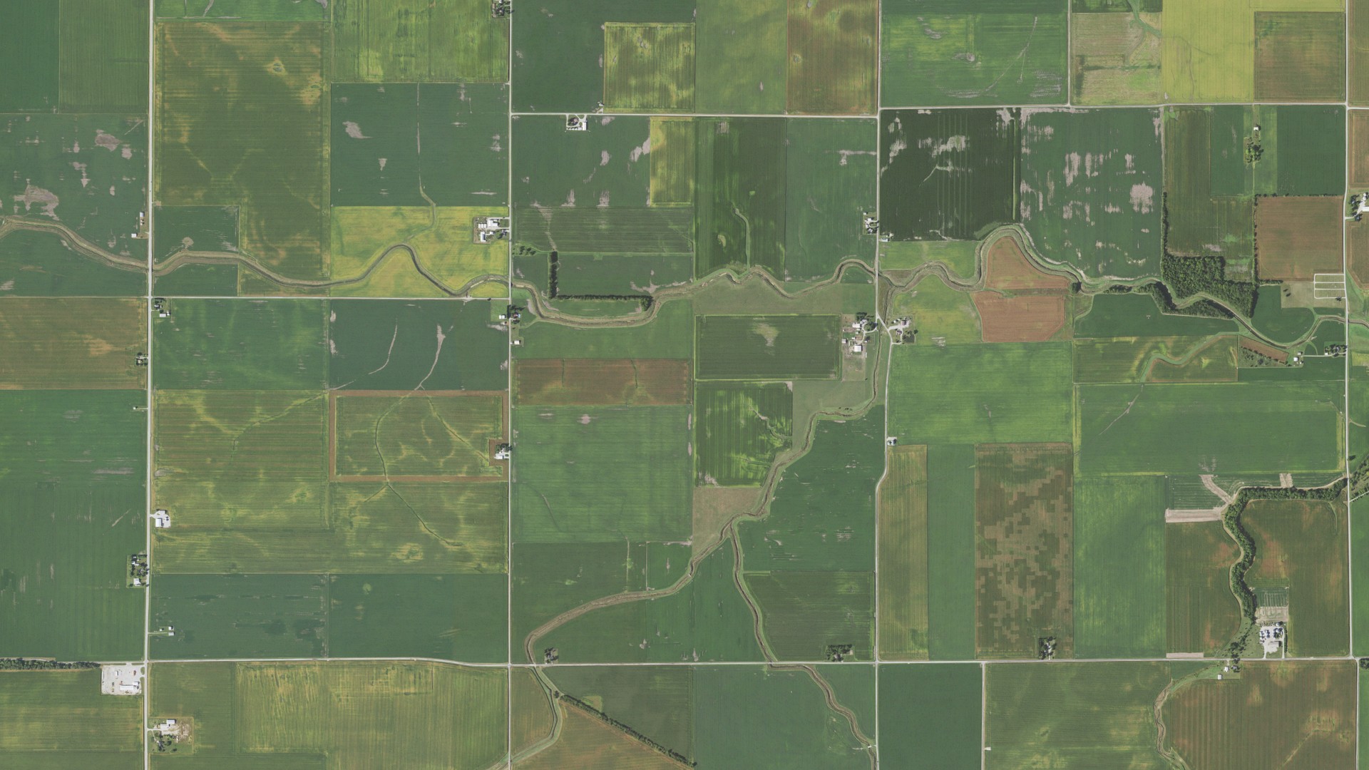 Aerial view of land around Bowdre, Illinois