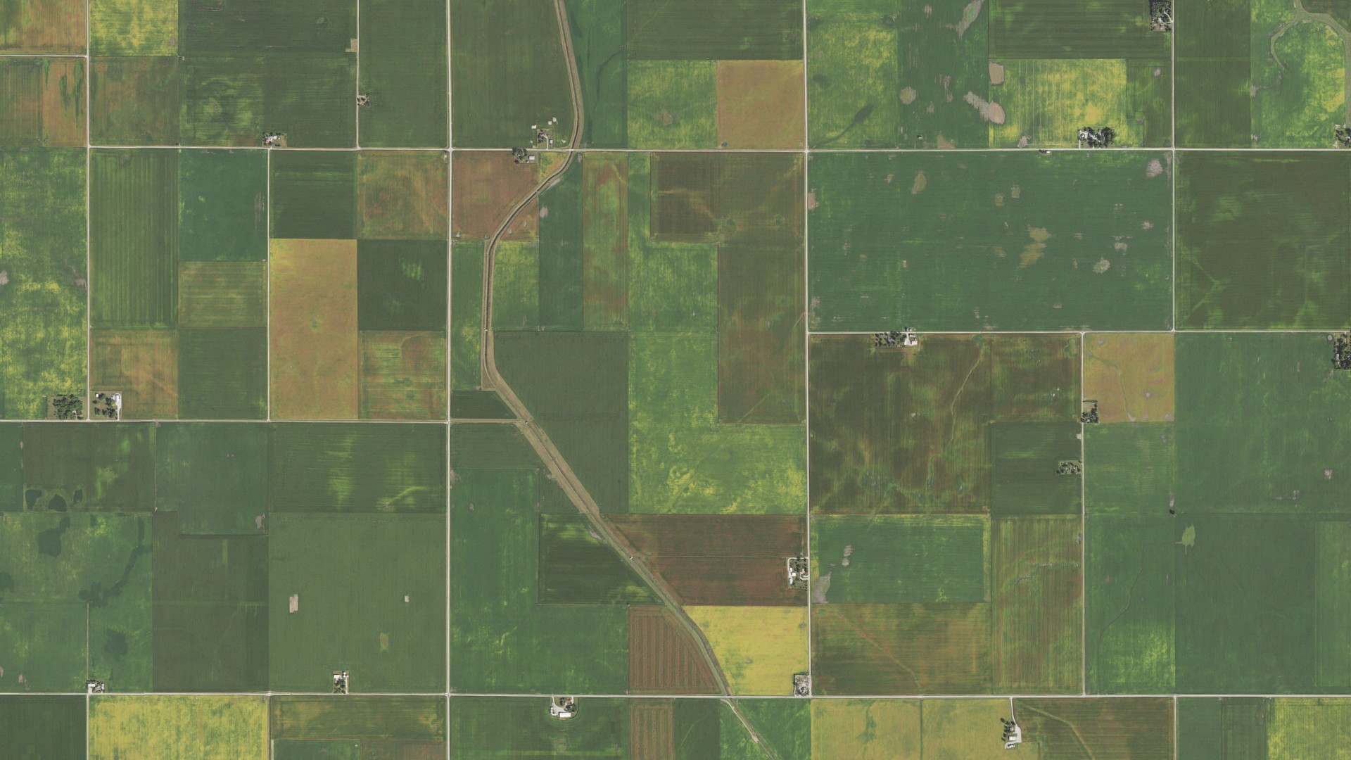 Aerial view of land around Garrett, Illinois