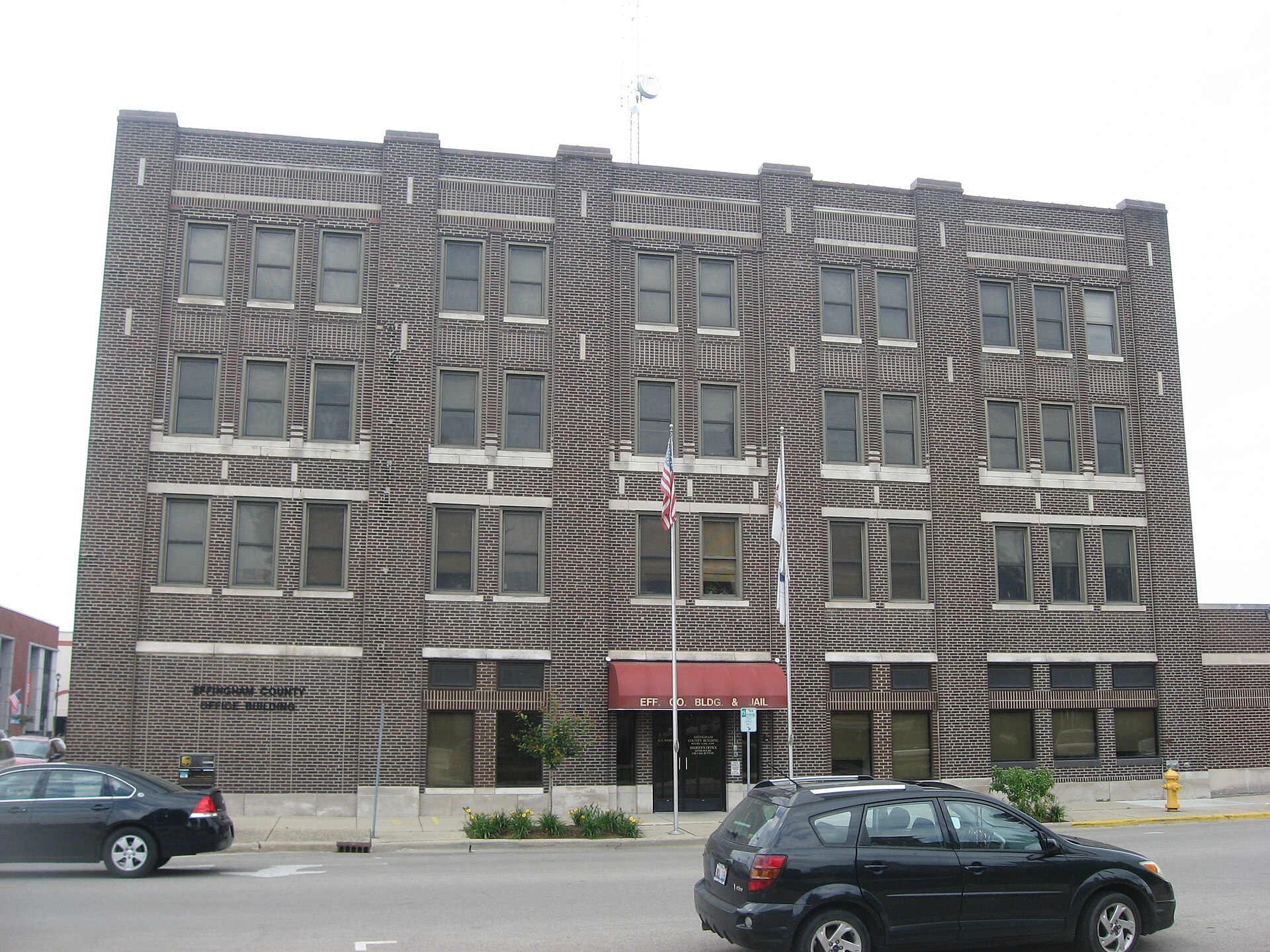 Front of the Effingham County Building and Jail, located at 120 W. Jackson Avenue in Effingham, Illinois, United States.