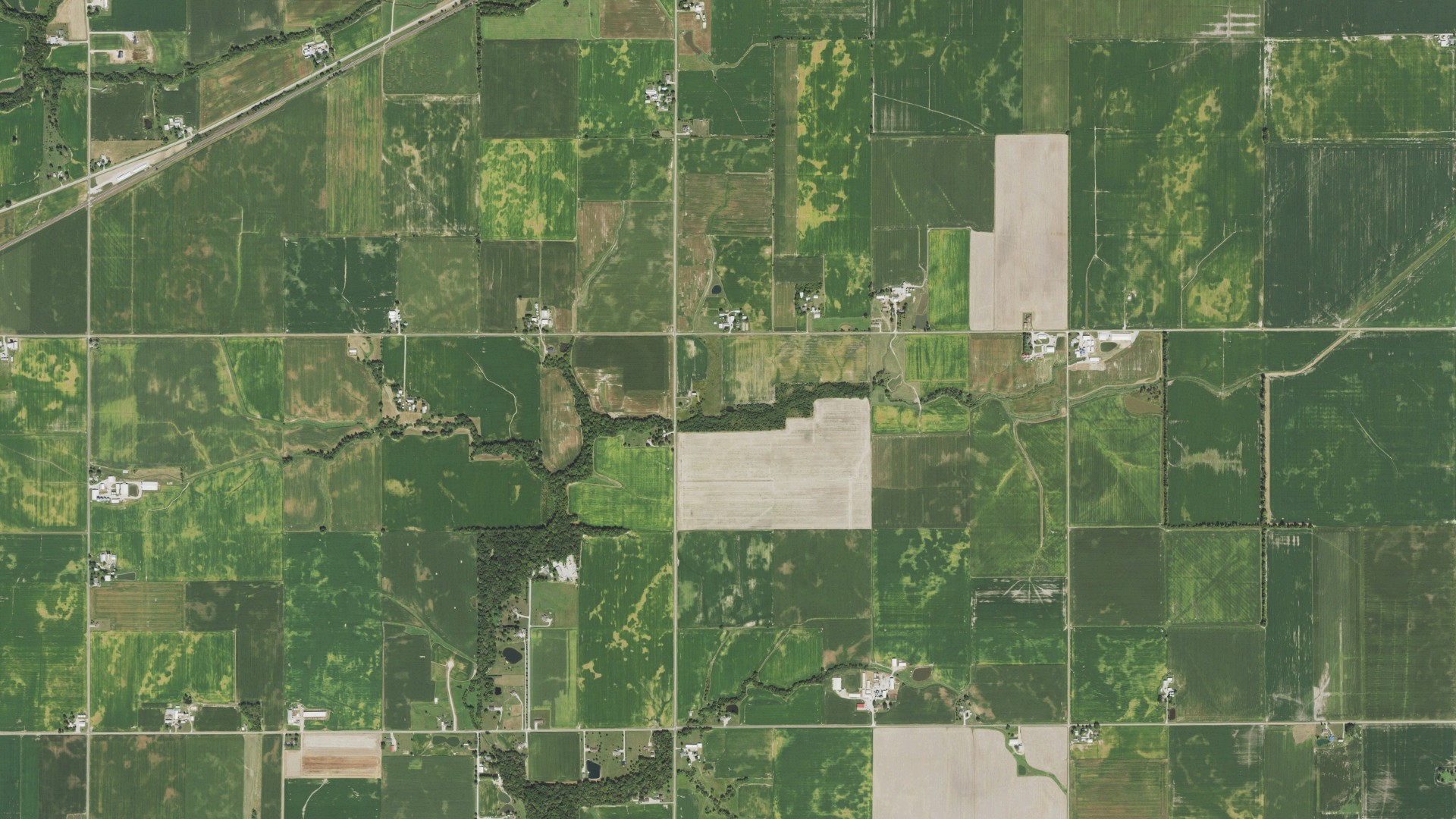 Aerial view of land around St. Francis, Illinois