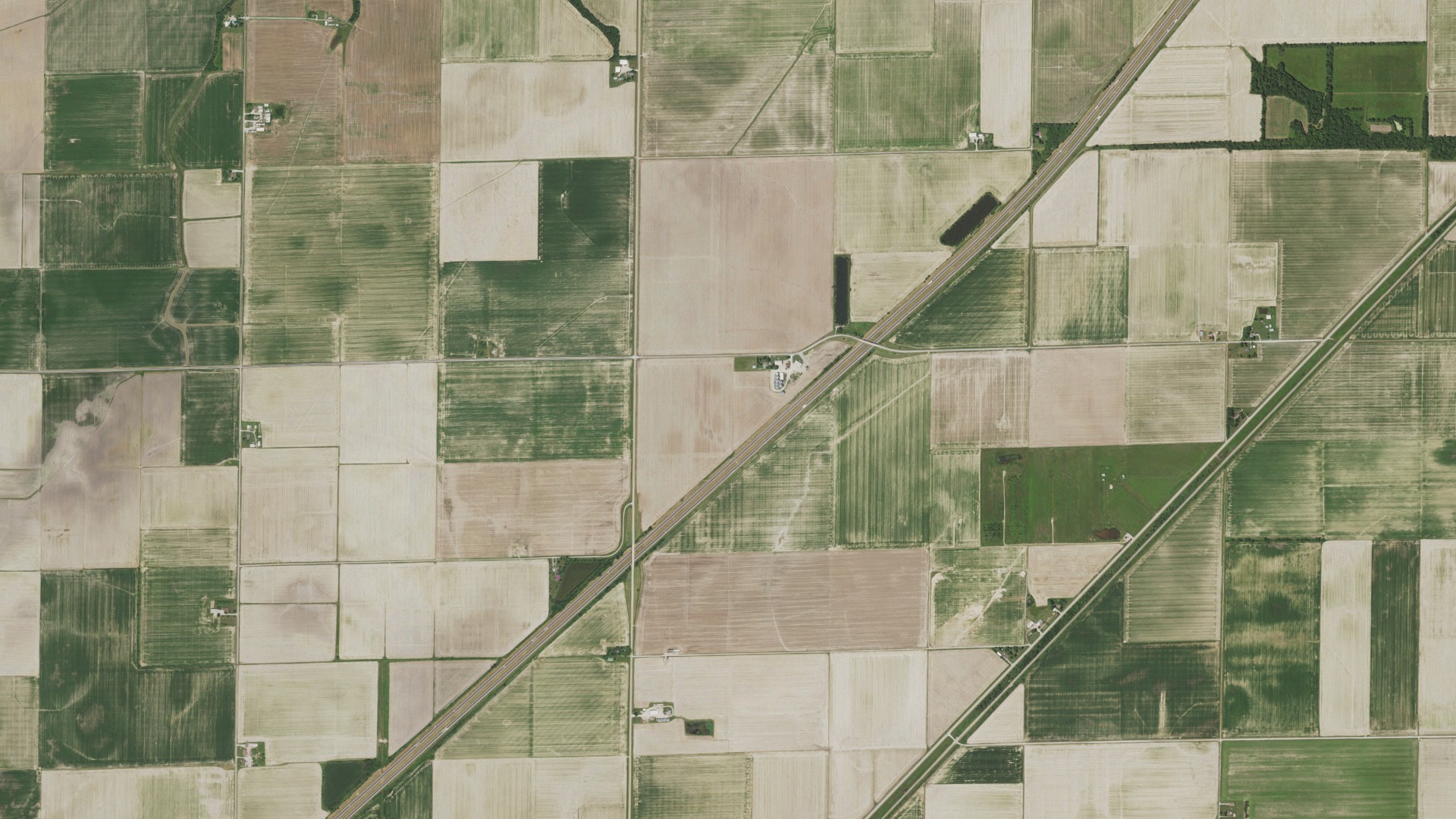 Natural-color aerial photograph of land around La Clede, Illinois