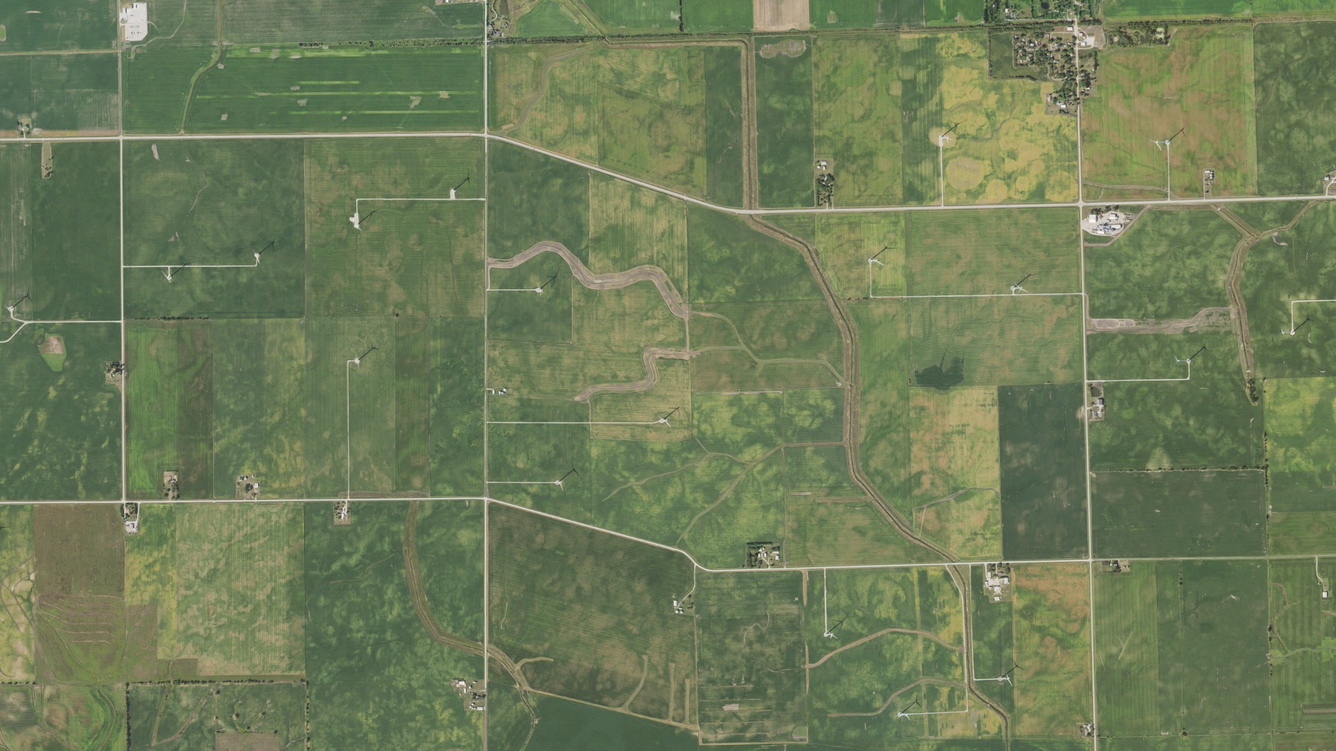 Aerial view of land around Button, Illinois