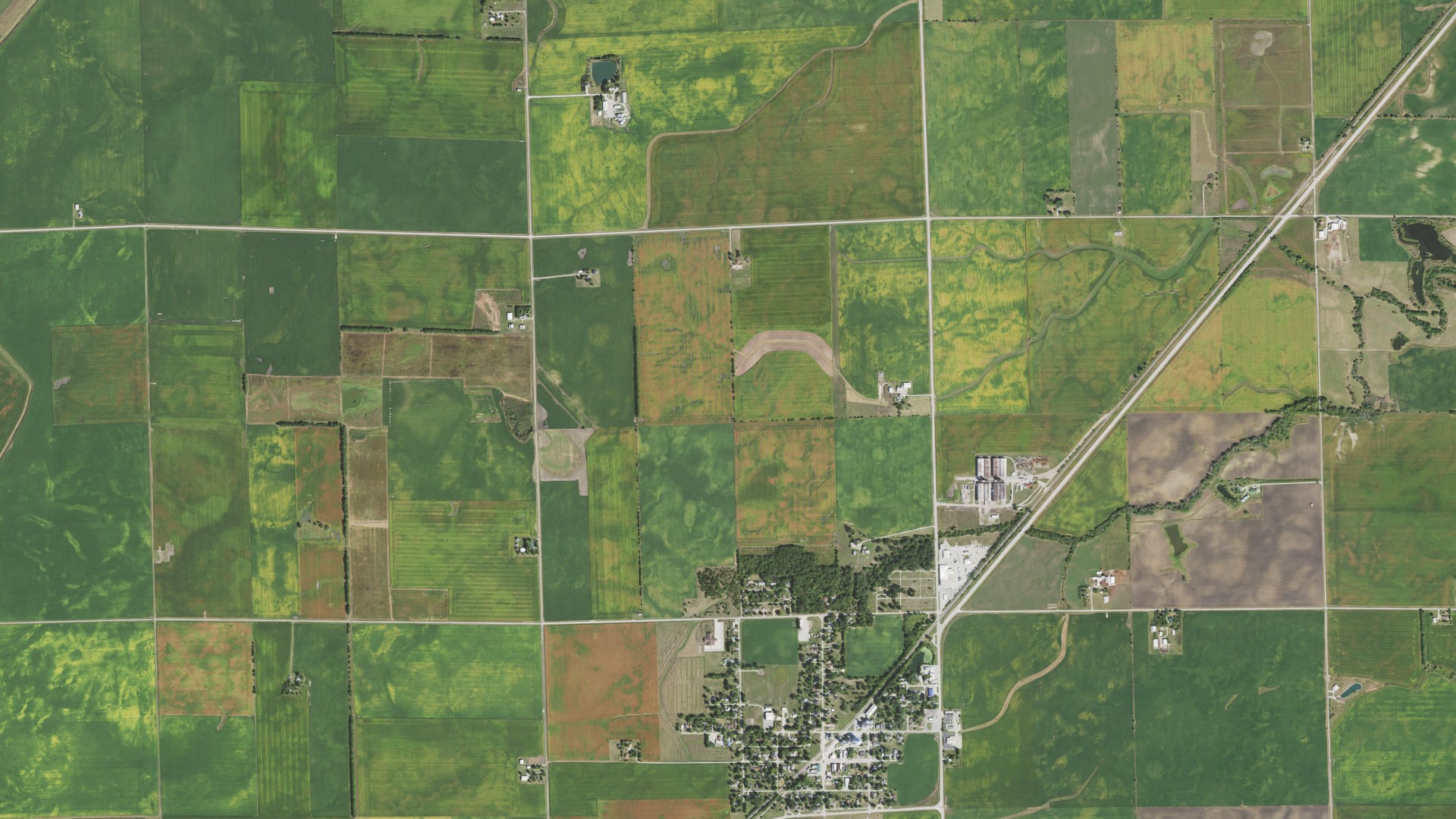 Aerial view of land around Lyman, Illinois