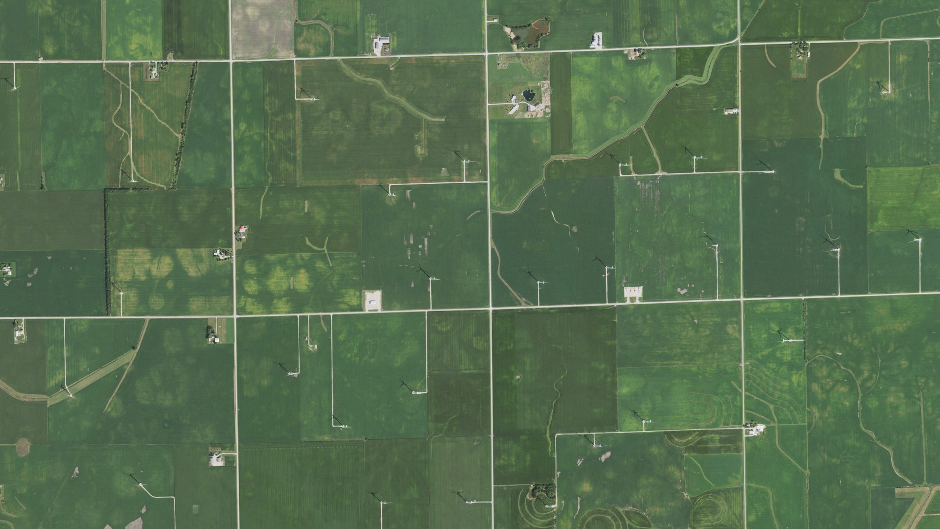 Natural-color aerial photograph of land around Rogers, Illinois