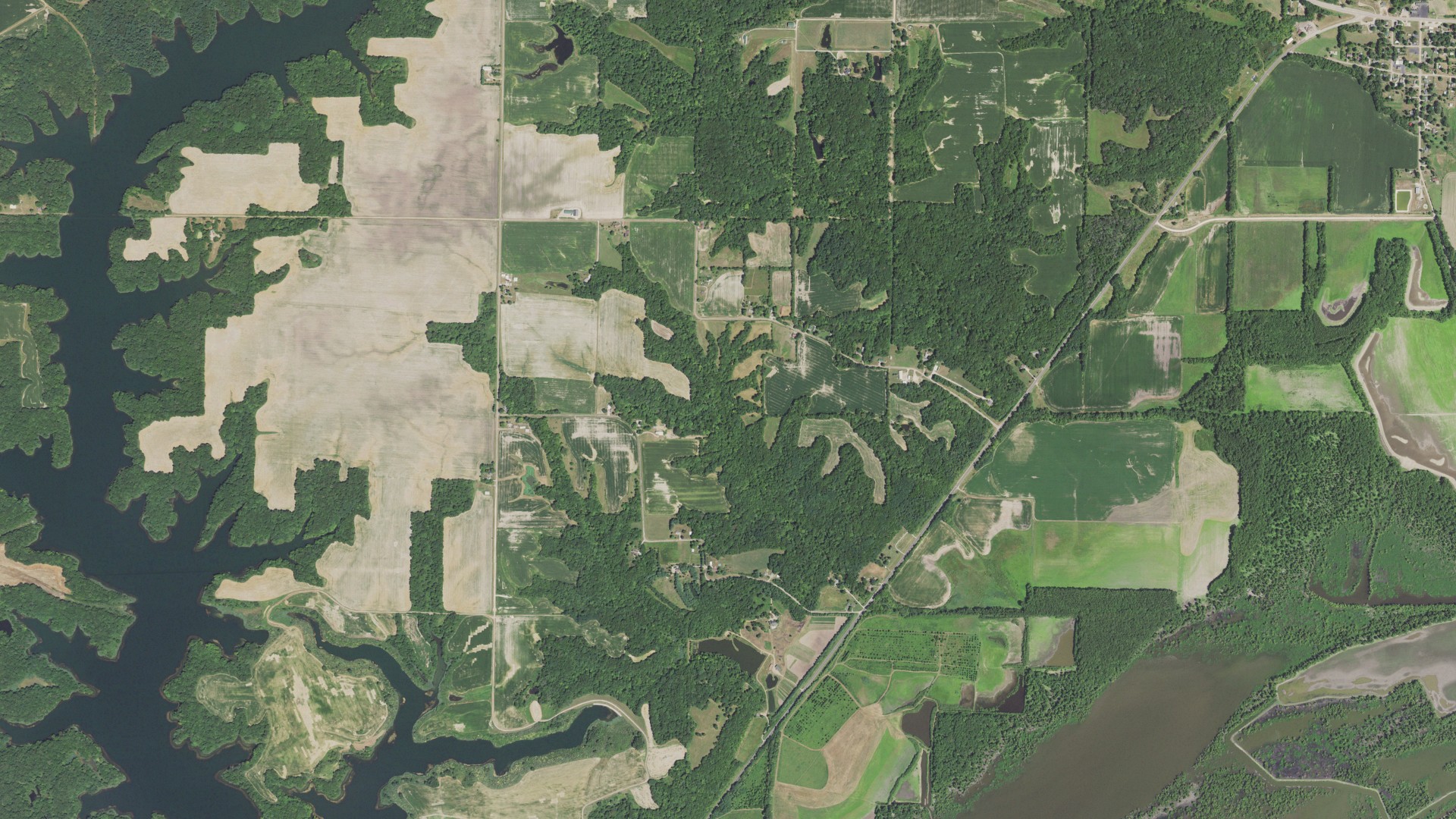 Aerial view of land around Banner, Illinois