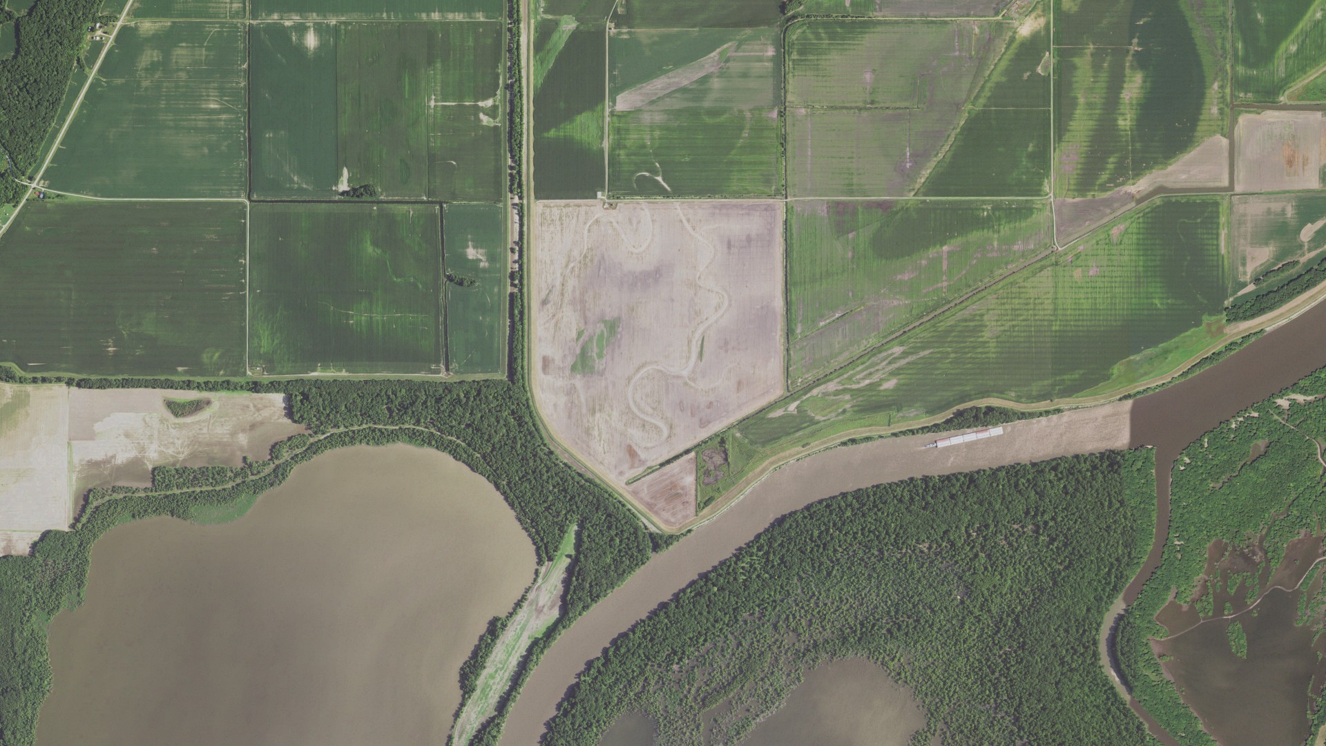 Aerial view of land around Kerton, Illinois