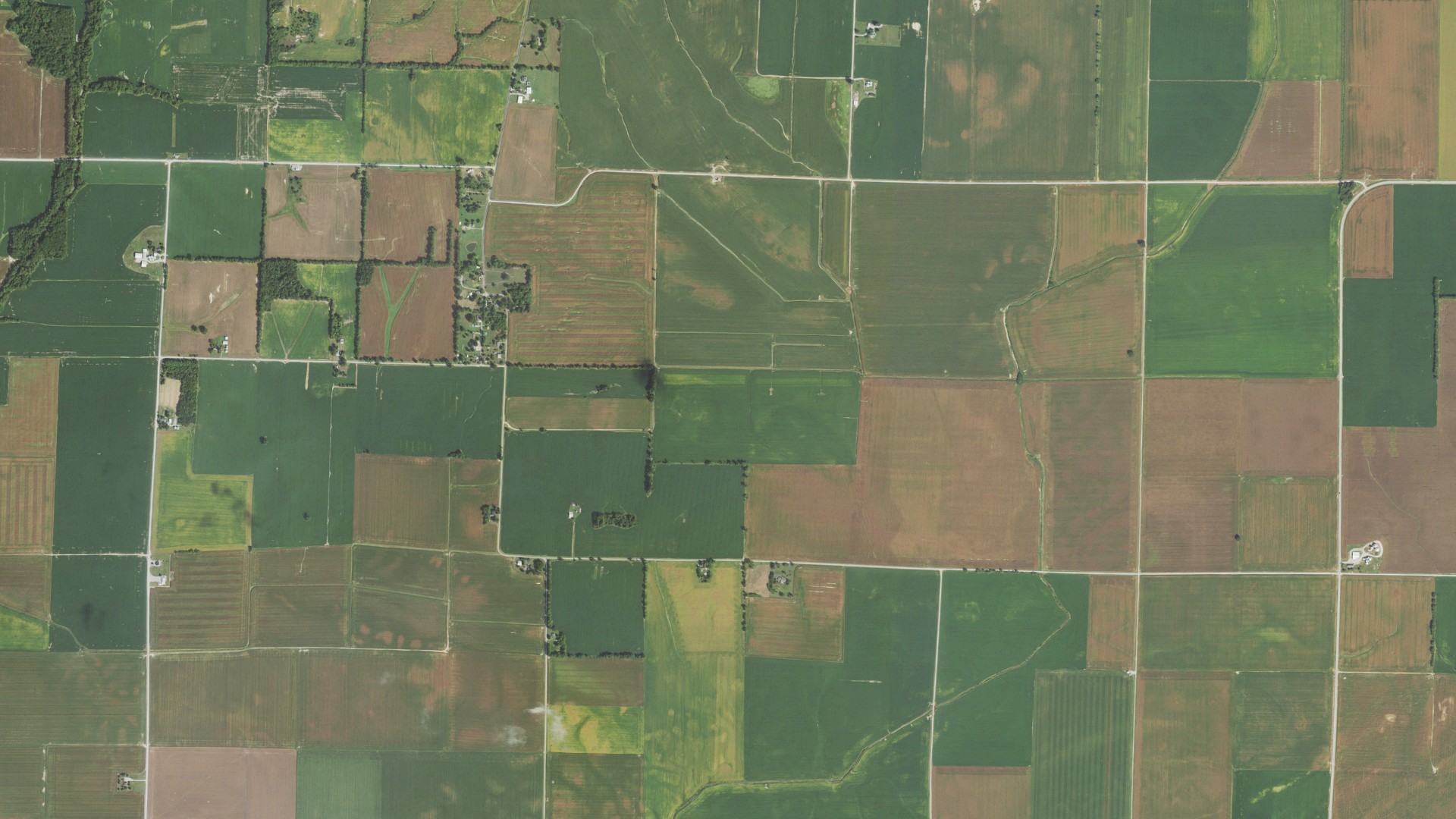 Aerial view of land around Asbury, Illinois