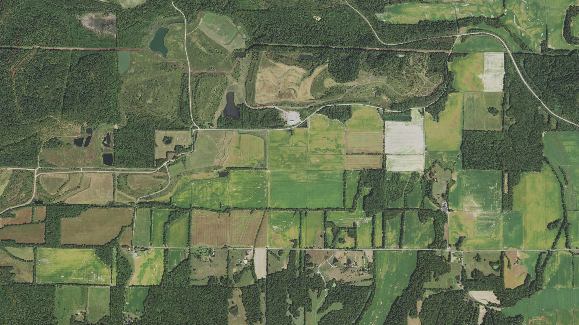 Aerial view of land around Eagle Creek, Illinois