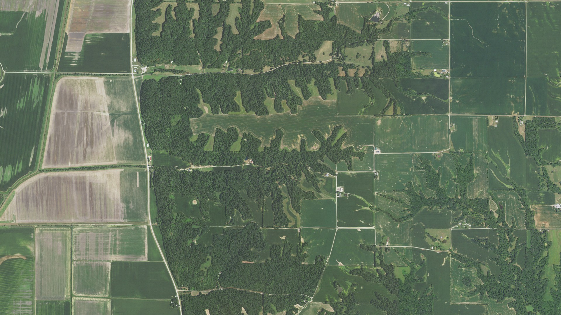 Natural-color aerial photograph of land around Walkerville, Illinois