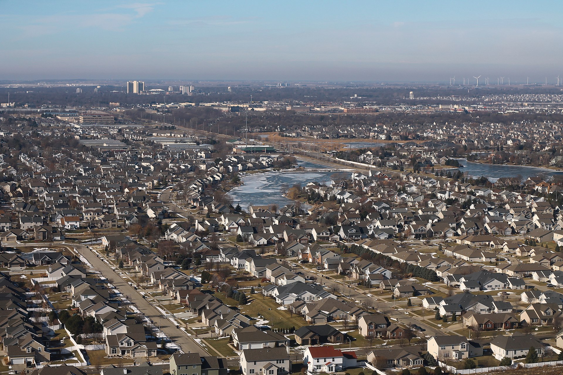 Aerial landscape in Bloomington, Illinois