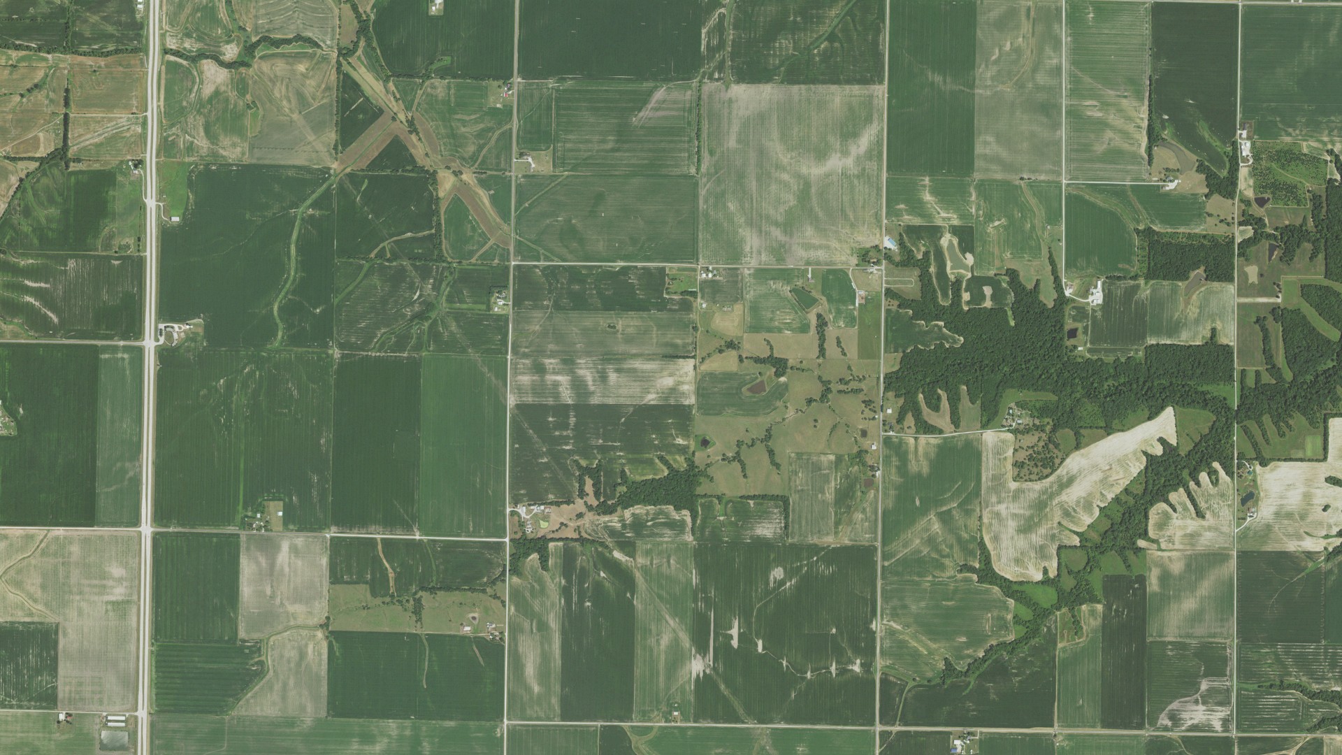 Aerial view of land around Harmony, Illinois