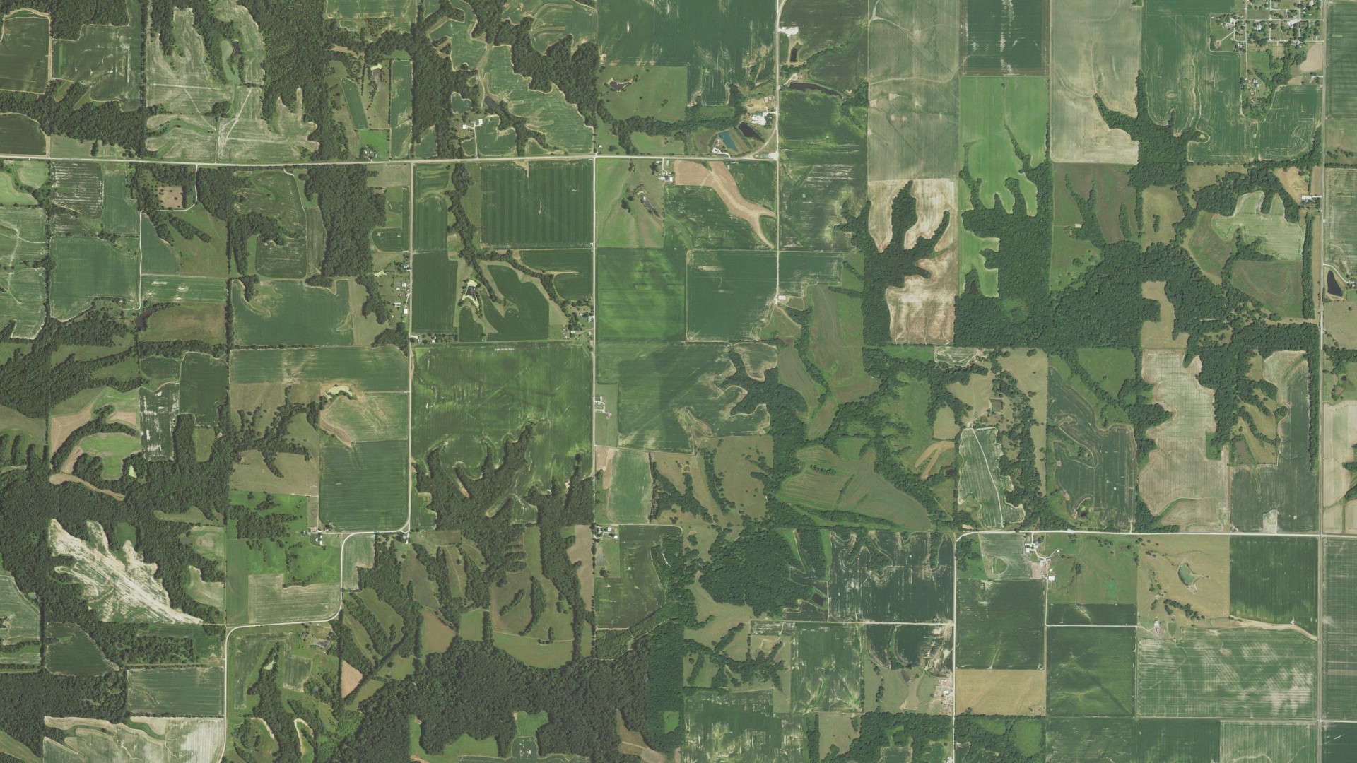 Aerial view of land around St. Albans, Illinois