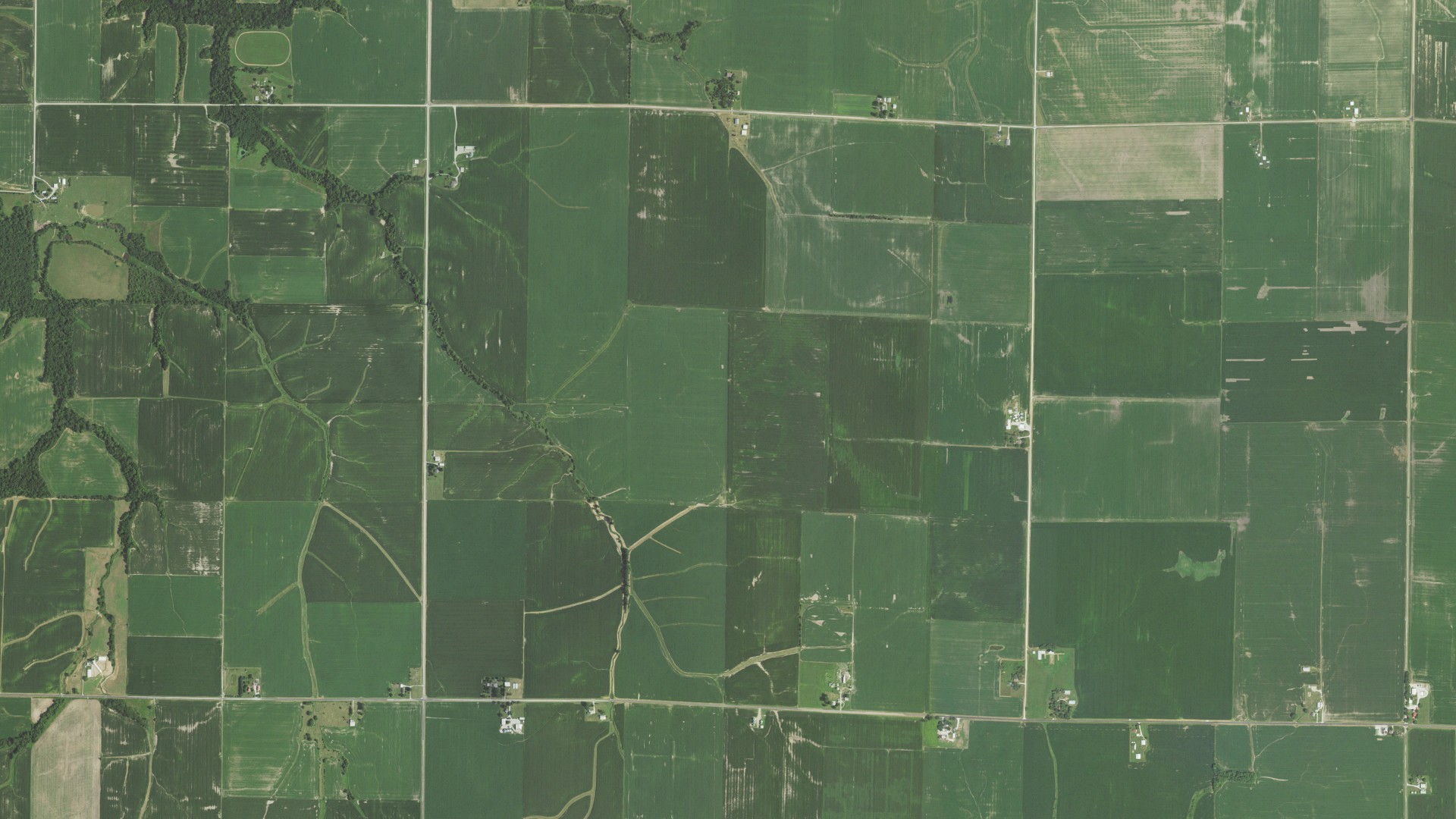 Aerial view of land around Wythe, Illinois