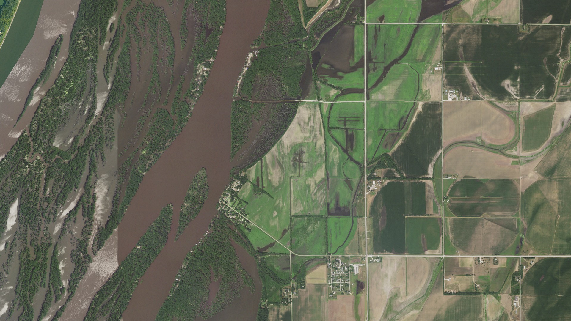 Aerial view of land around Carman, Illinois