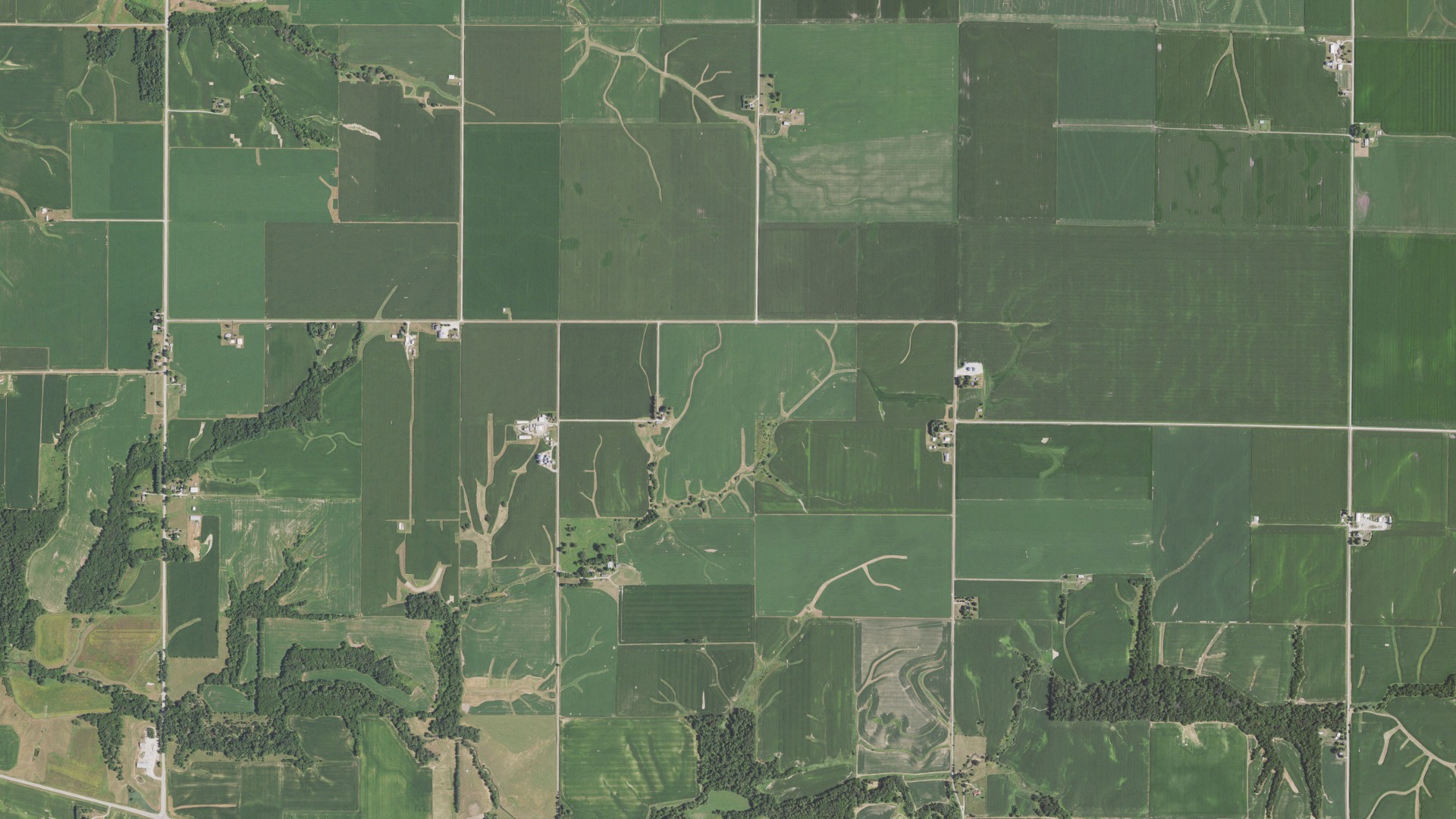 Aerial view of land around Rozetta, Illinois