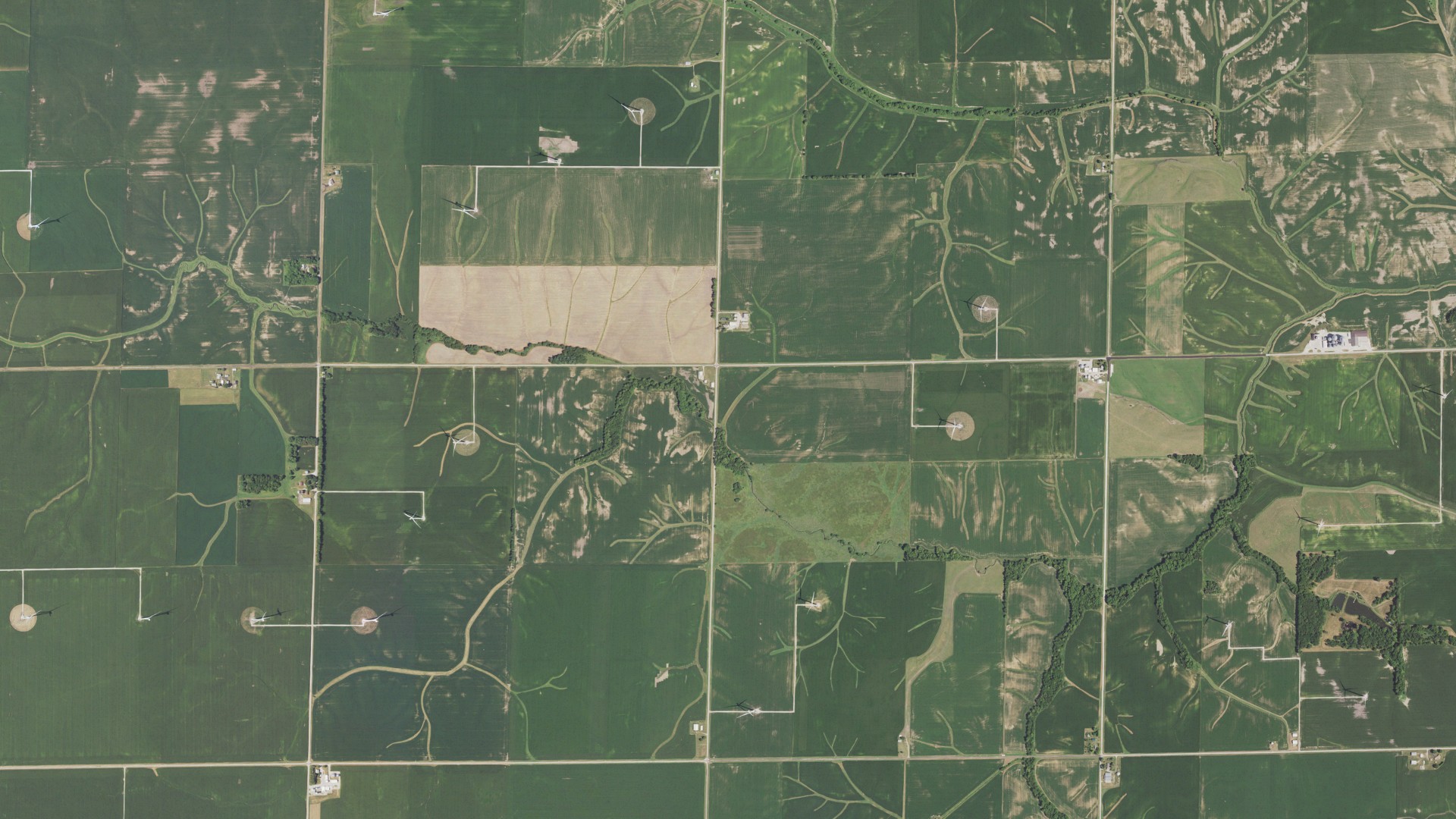 Aerial view of land around Clover, Illinois