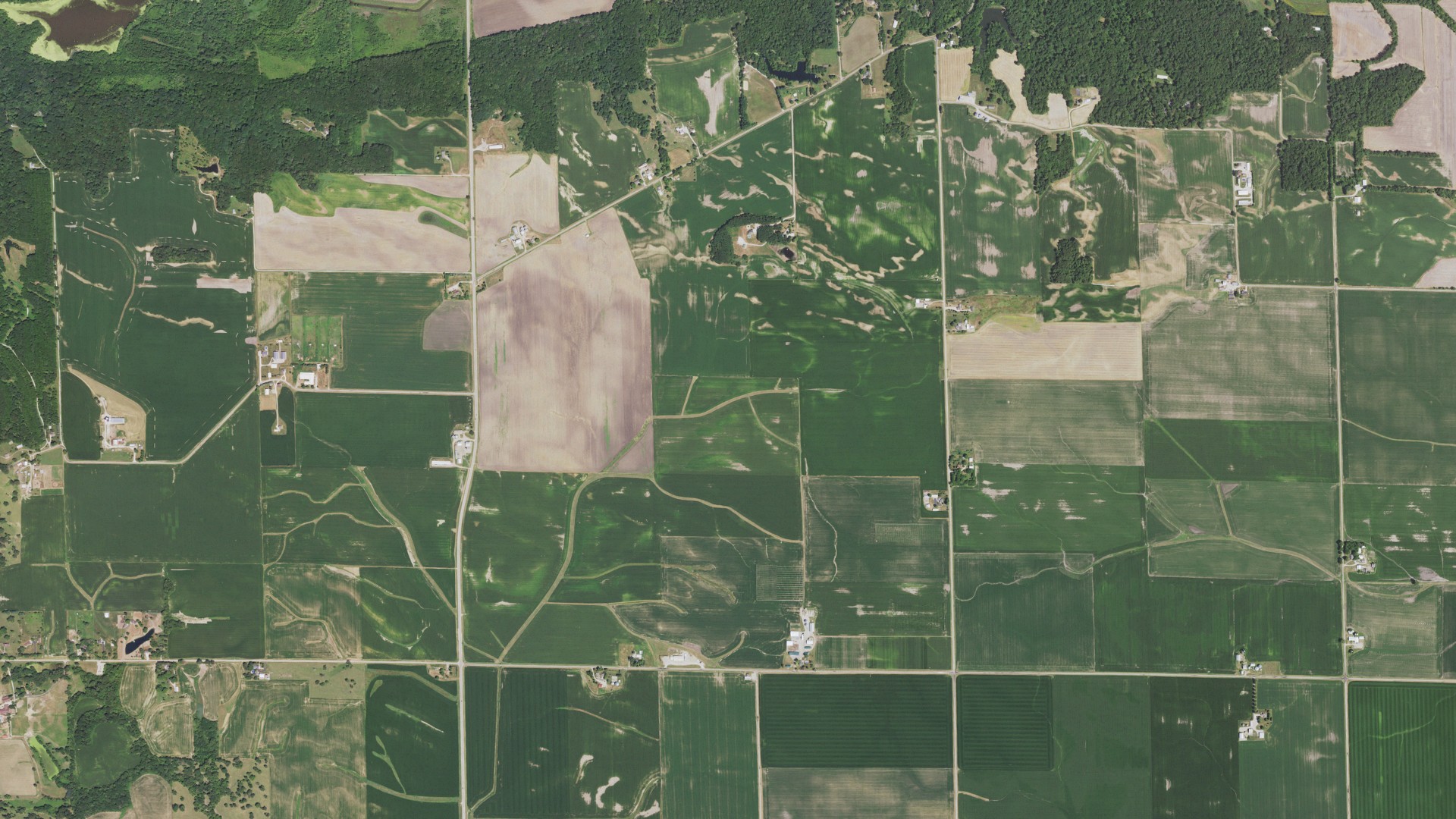 Aerial view of land around Phenix, Illinois